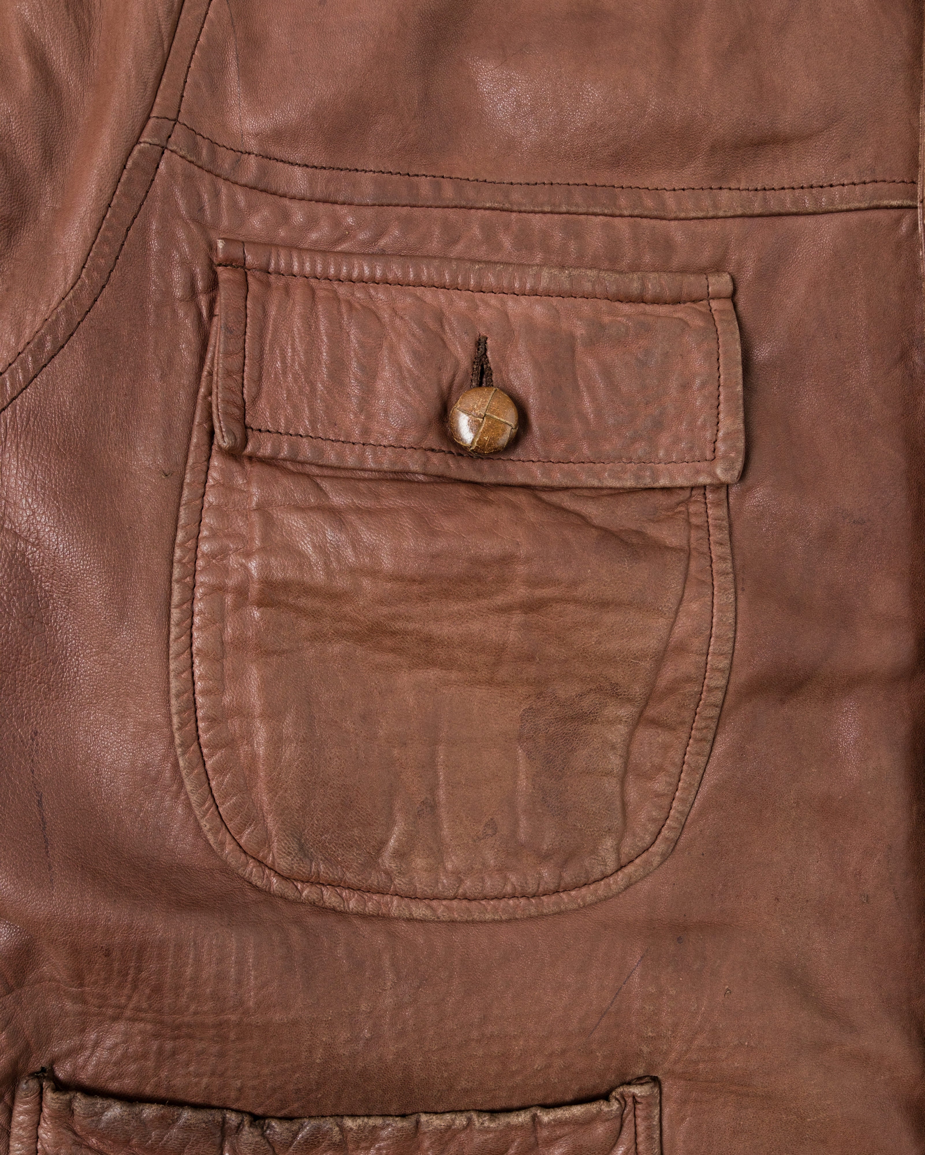 【87AW】Old C.P.Company Brown Leather 4 Pockets Jacket Size.48