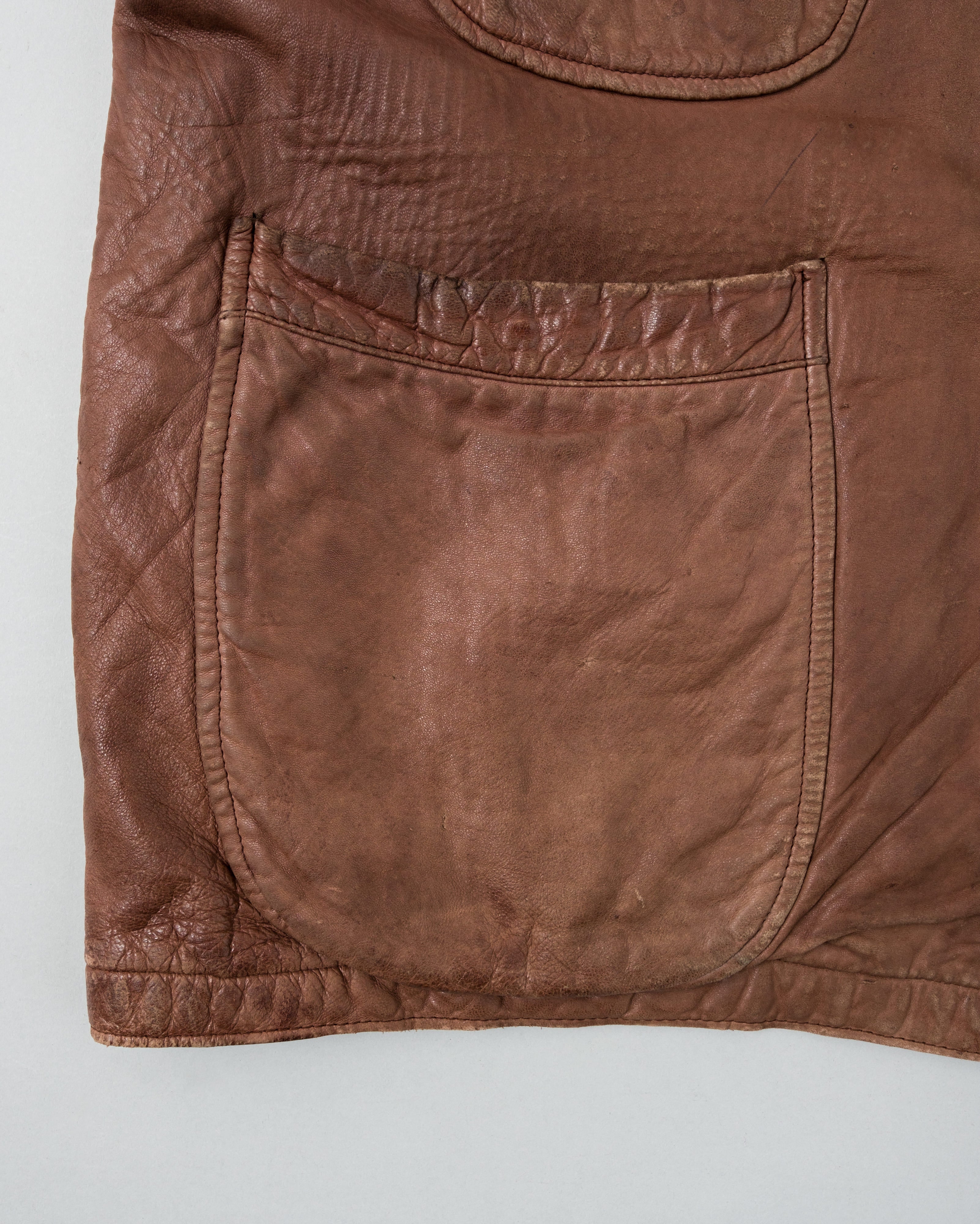 【87AW】Old C.P.Company Brown Leather 4 Pockets Jacket Size.48