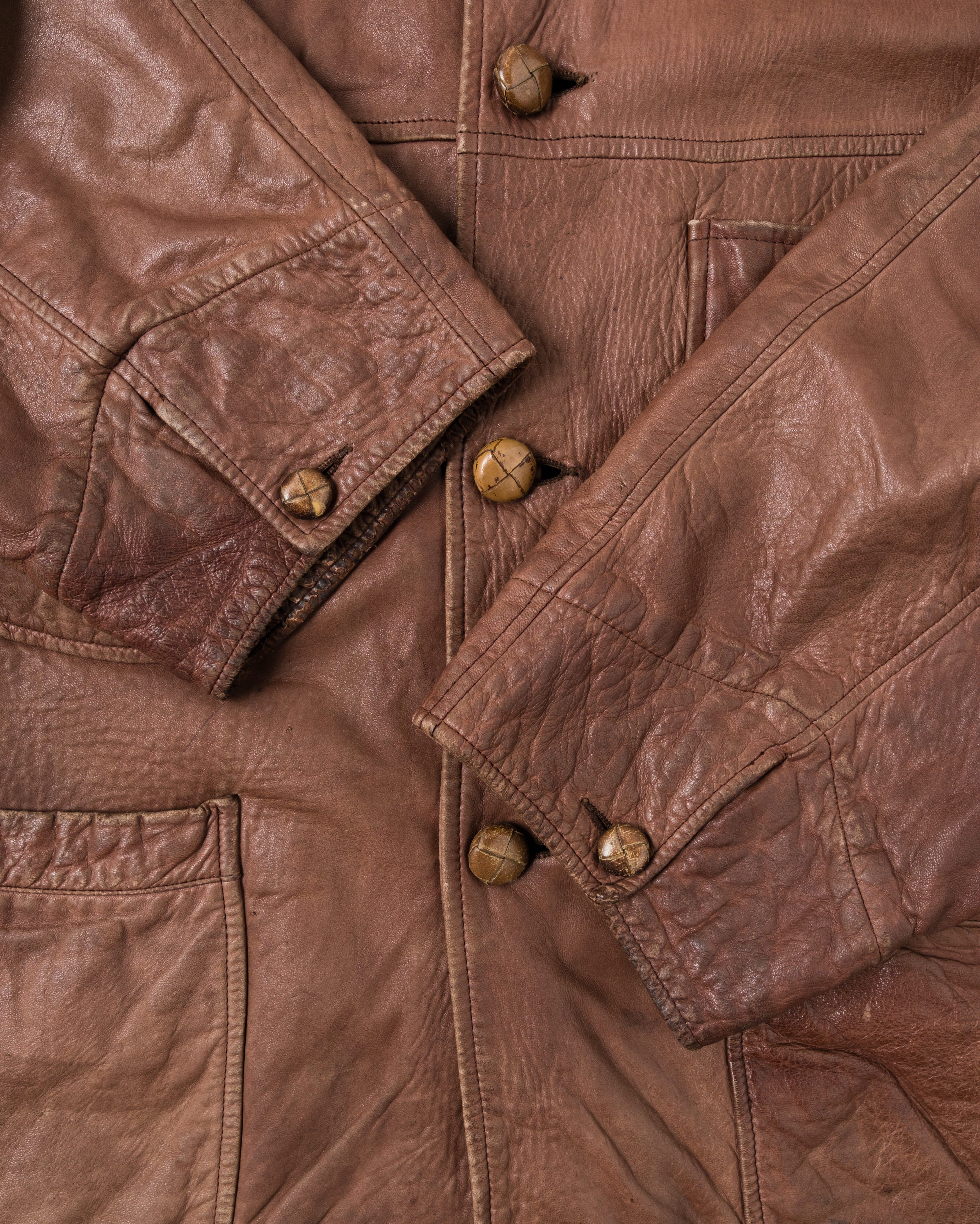 【87AW】Old C.P.Company Brown Leather 4 Pockets Jacket Size.48