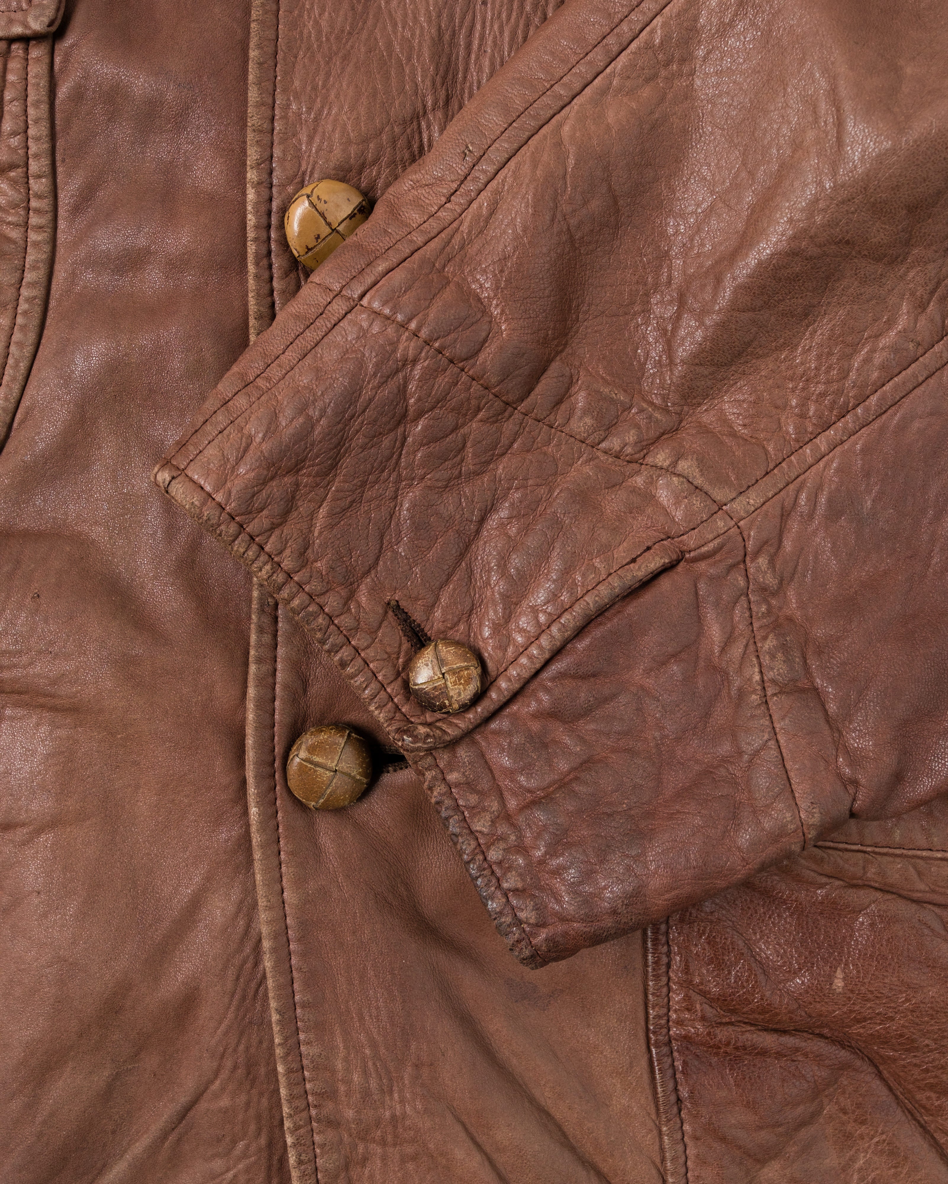【87AW】Old C.P.Company Brown Leather 4 Pockets Jacket Size.48