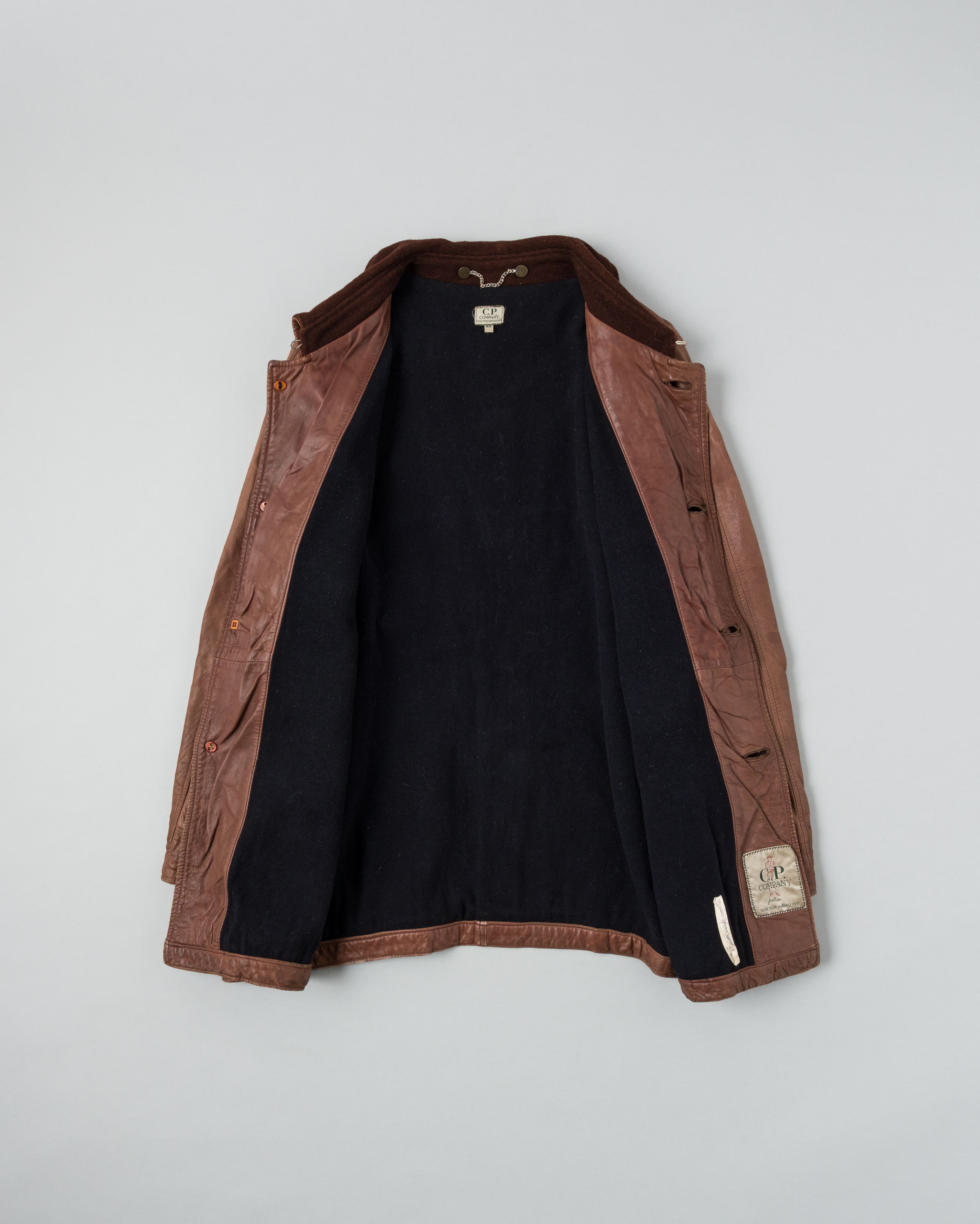 【87AW】Old C.P.Company Brown Leather 4 Pockets Jacket Size.48