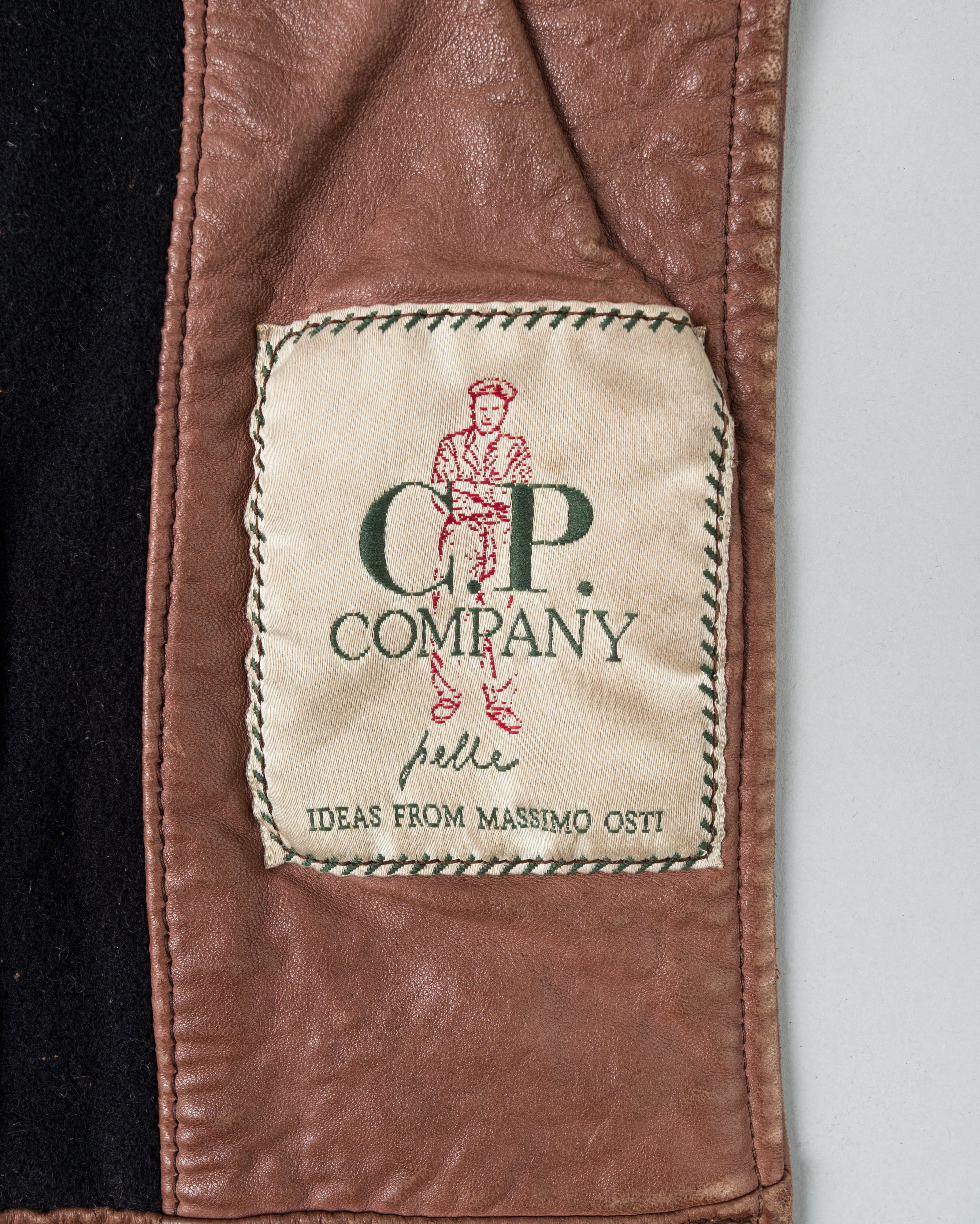 【87AW】Old C.P.Company Brown Leather 4 Pockets Jacket Size.48
