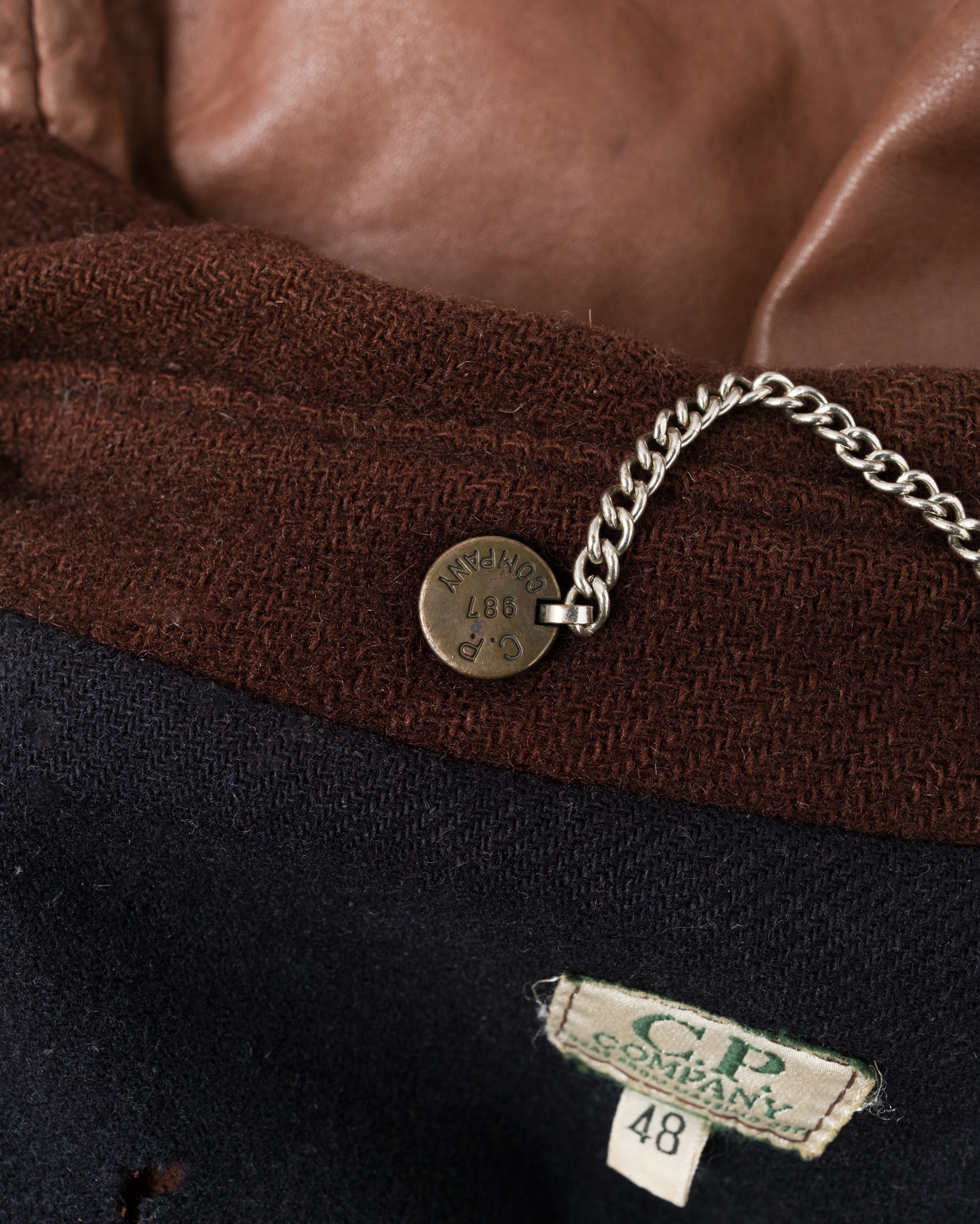 【87AW】Old C.P.Company Brown Leather 4 Pockets Jacket Size.48