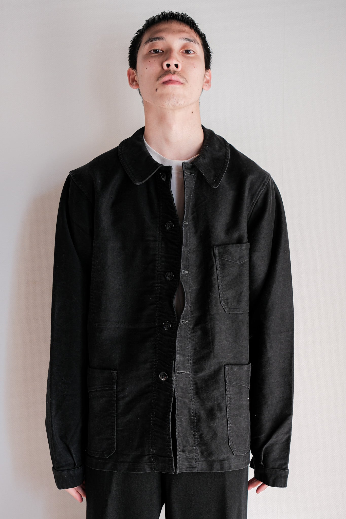 【~50's】French Vintage Black Moleskin Work Jacket