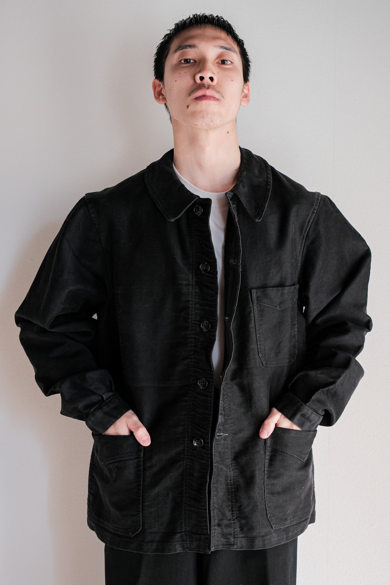 【~50's】French Vintage Black Moleskin Work Jacket