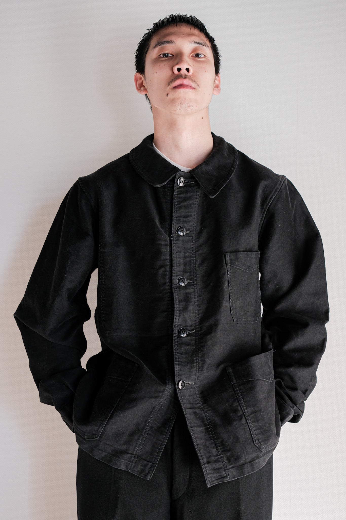 【~50's】French Vintage Black Moleskin Work Jacket