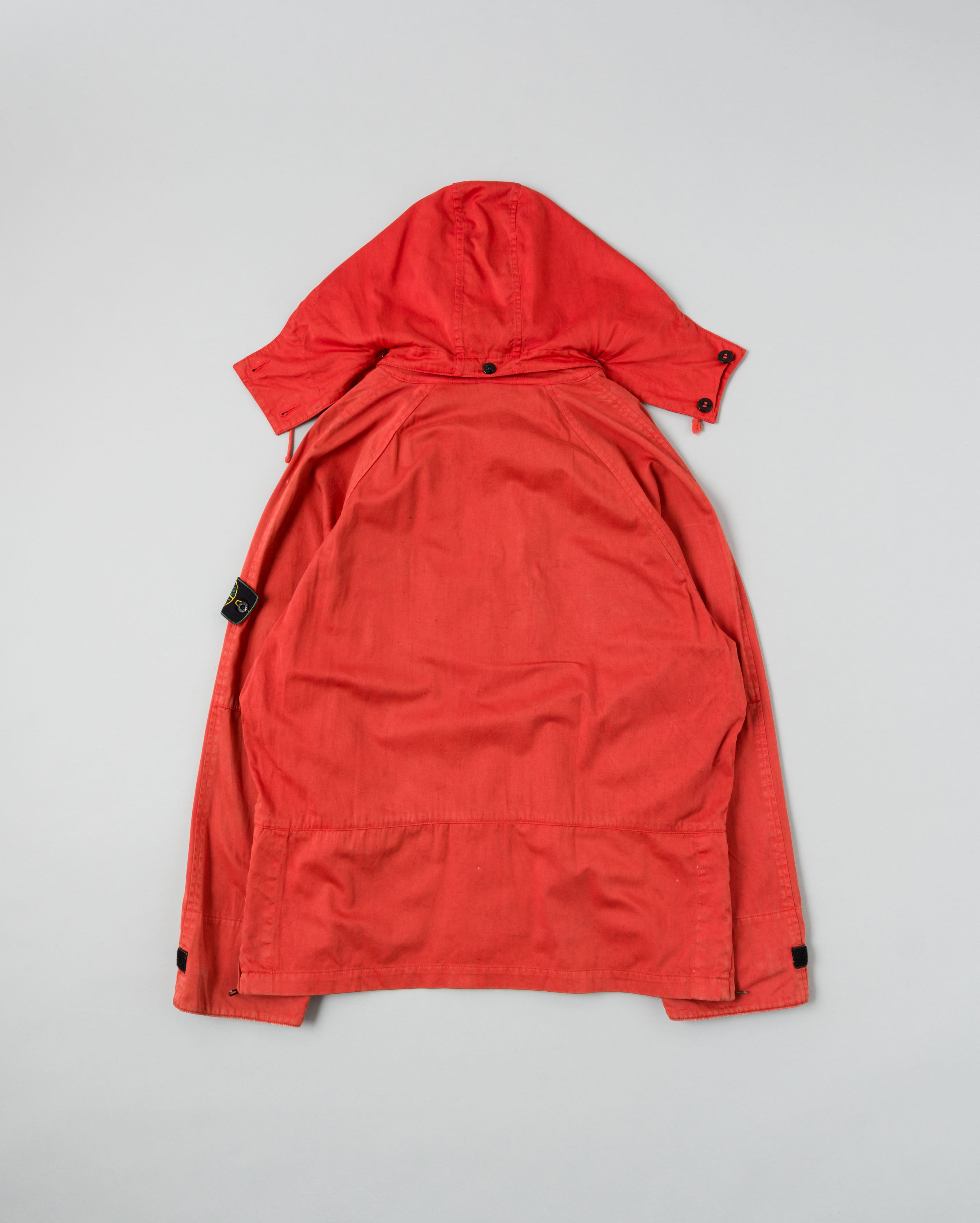 【96AW】Old STONE ISLAND Garment Dyed Detachable Hood Raglan Sleeve Cotton Jacket Size.M "RASO GOMMATO" "Green Edge"