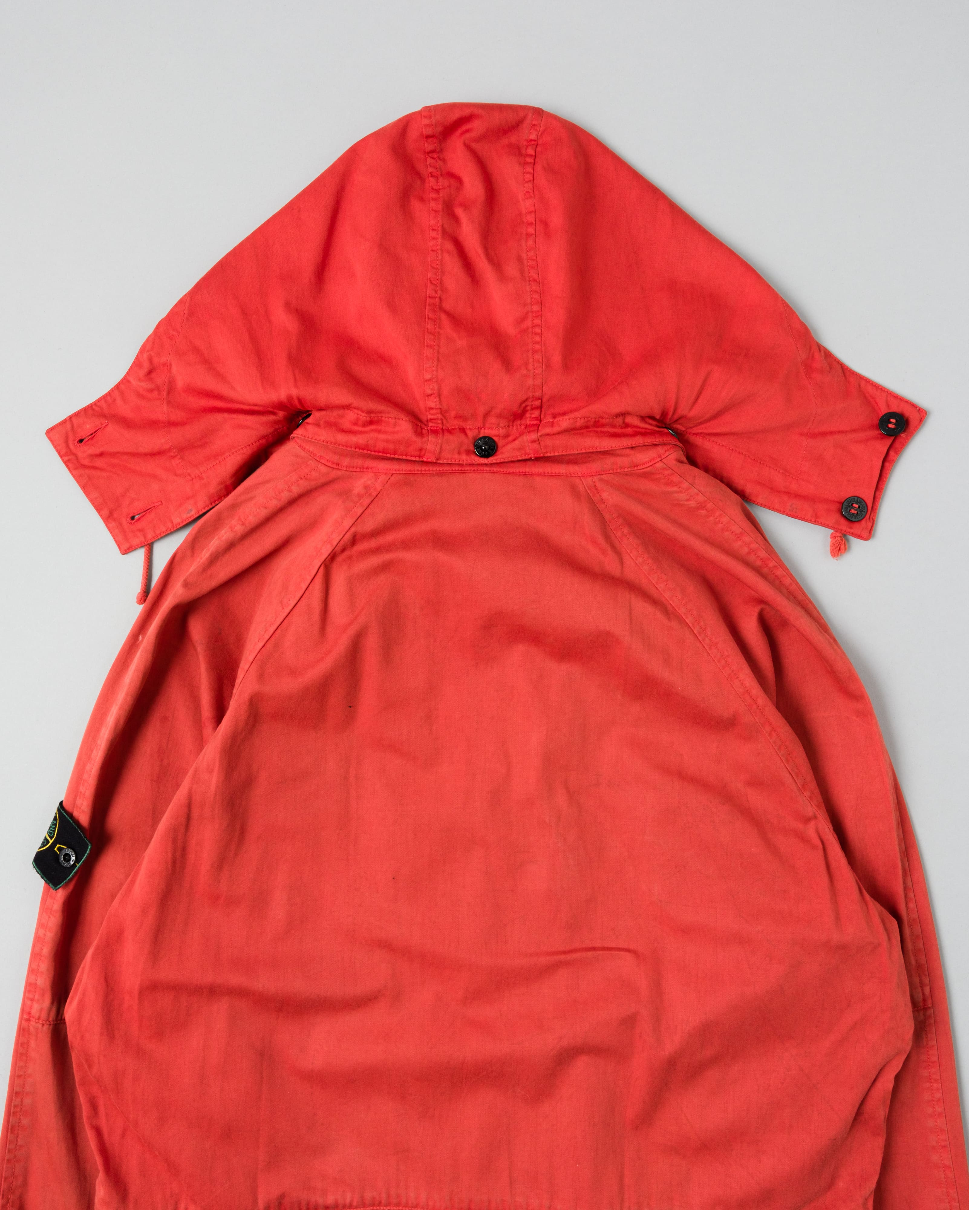 【96AW】Old STONE ISLAND Garment Dyed Detachable Hood Raglan Sleeve Cotton Jacket Size.M "RASO GOMMATO" "Green Edge"