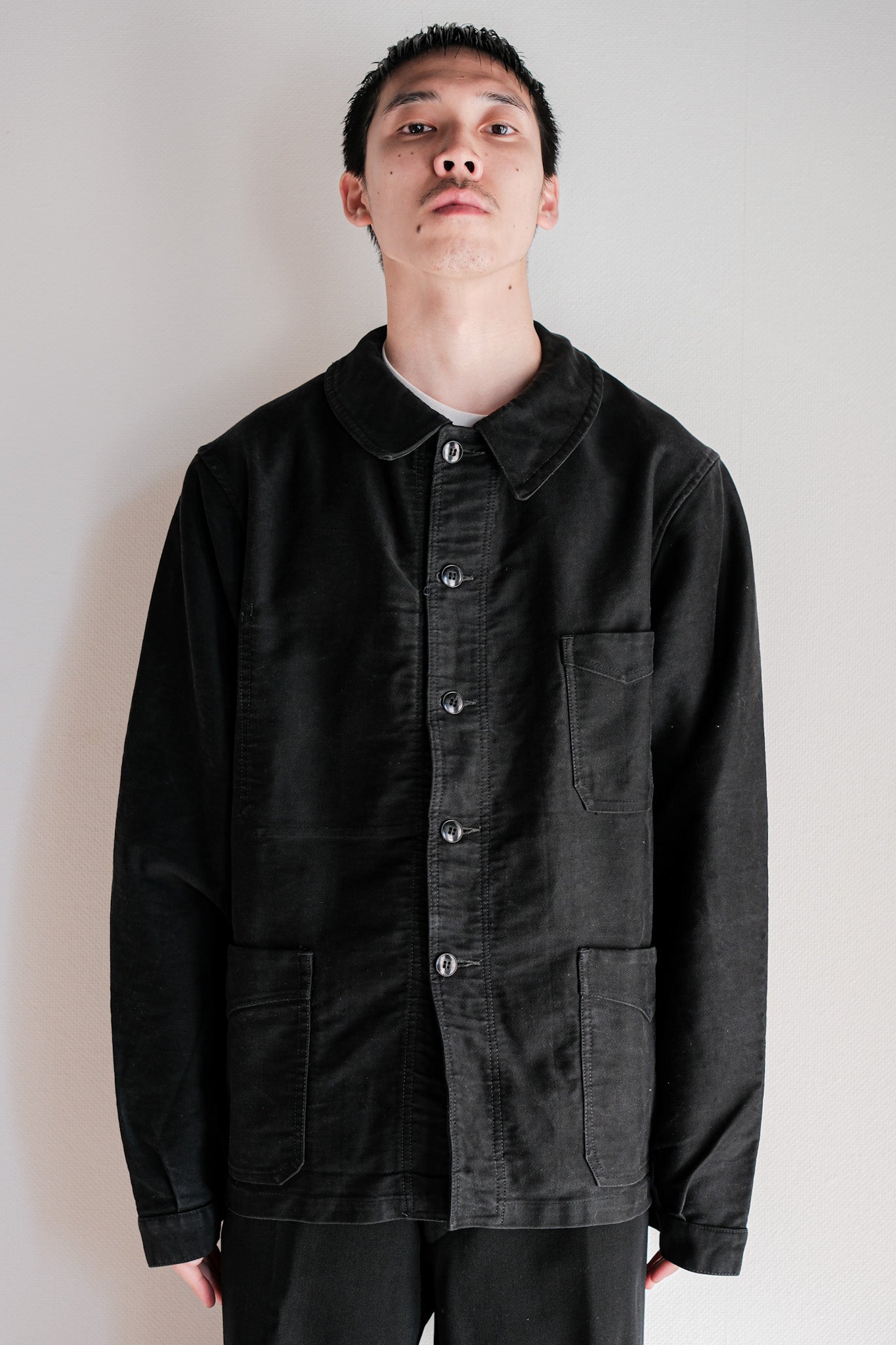 【~50's】French Vintage Black Moleskin Work Jacket