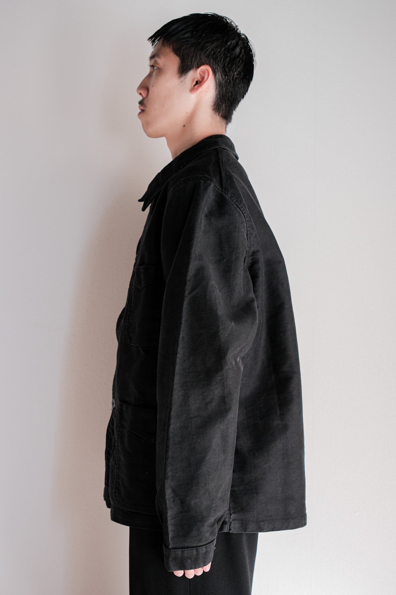 【~50's】French Vintage Black Moleskin Work Jacket