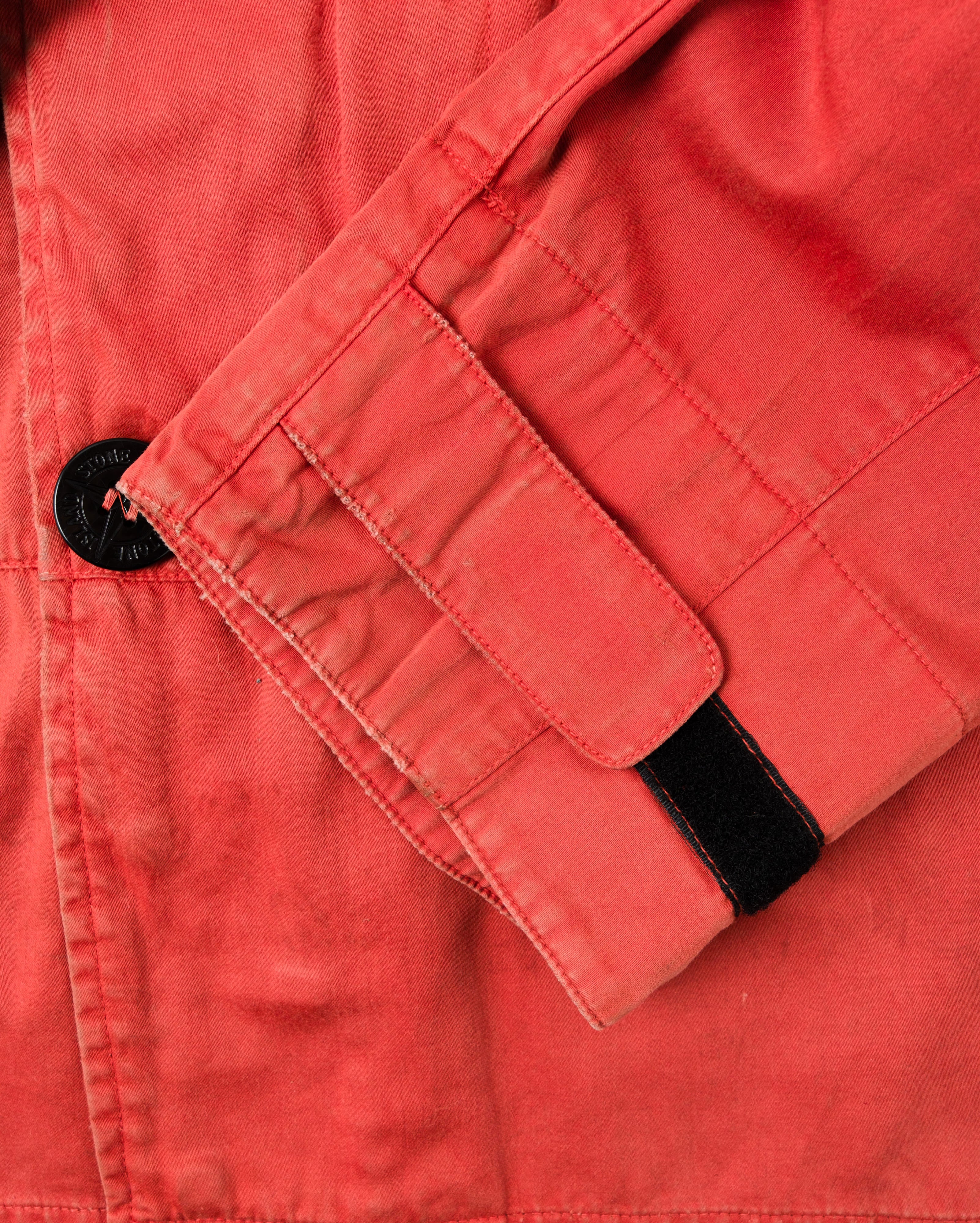 【96AW】Old STONE ISLAND Garment Dyed Detachable Hood Raglan Sleeve Cotton Jacket Size.M "RASO GOMMATO" "Green Edge"