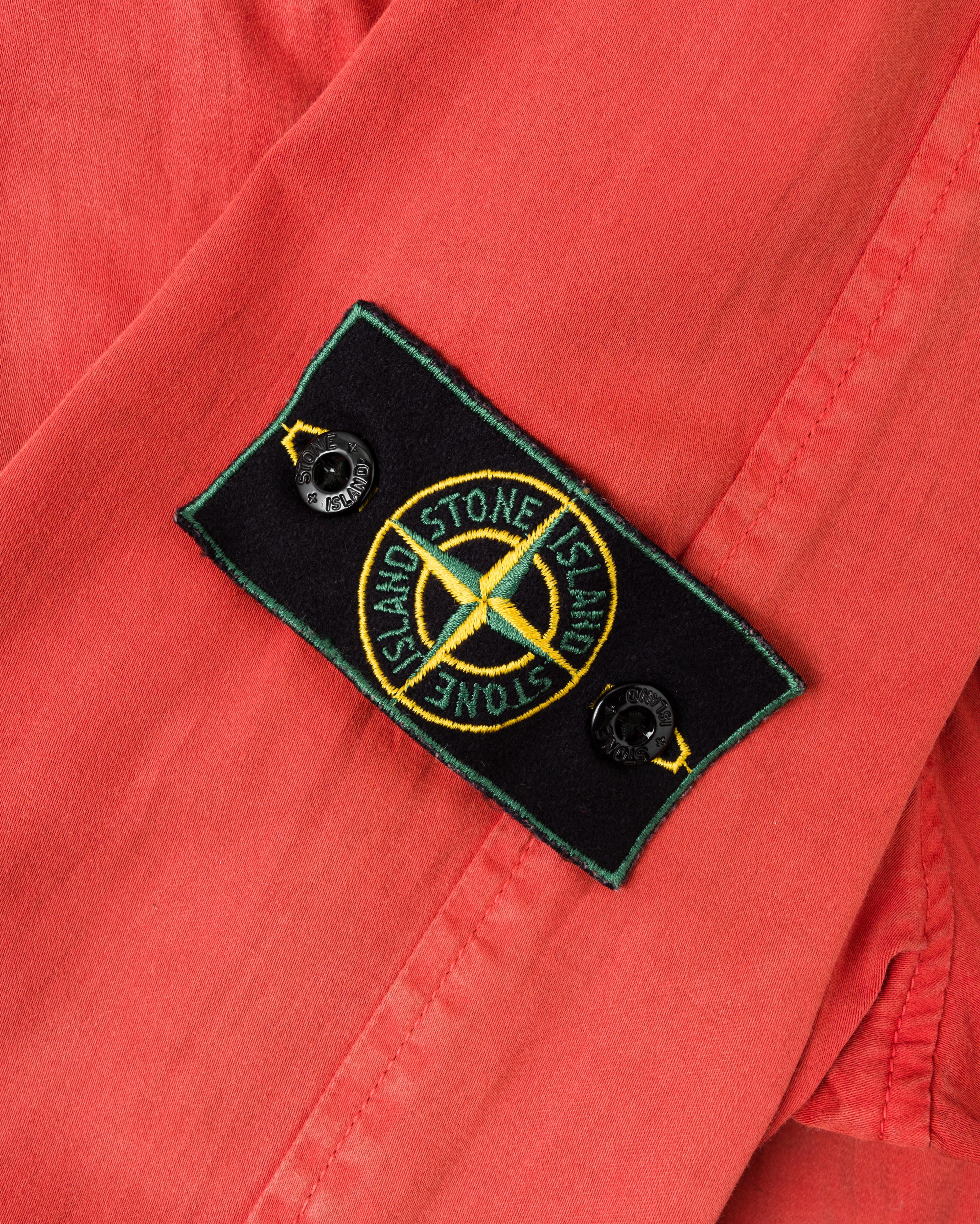 【96AW】Old STONE ISLAND Garment Dyed Detachable Hood Raglan Sleeve Cotton Jacket Size.M "RASO GOMMATO" "Green Edge"