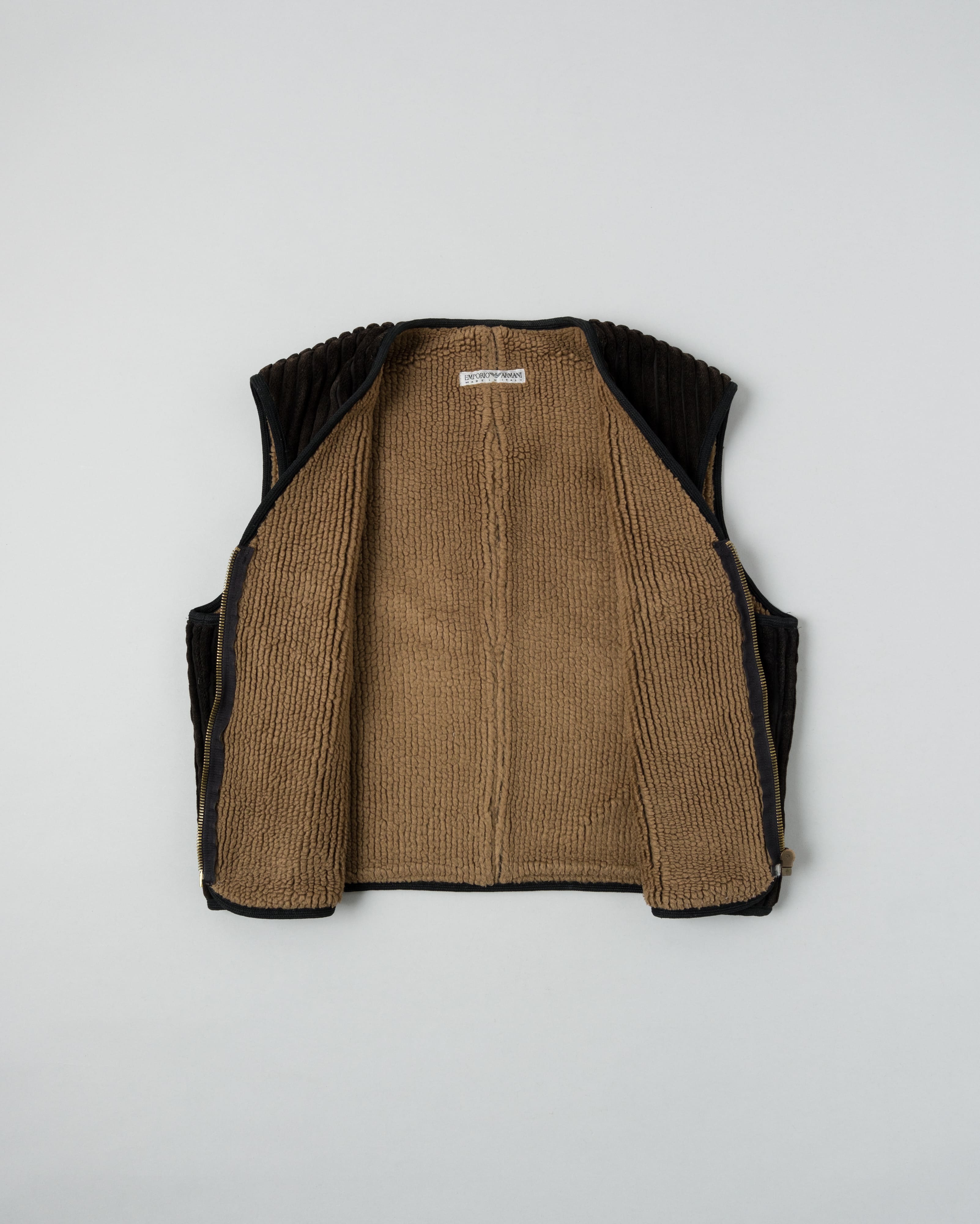 【~90's】Old EMPORIO ARMANI Pile Lined Heavy Corduroy Zip Up Vest Size.52