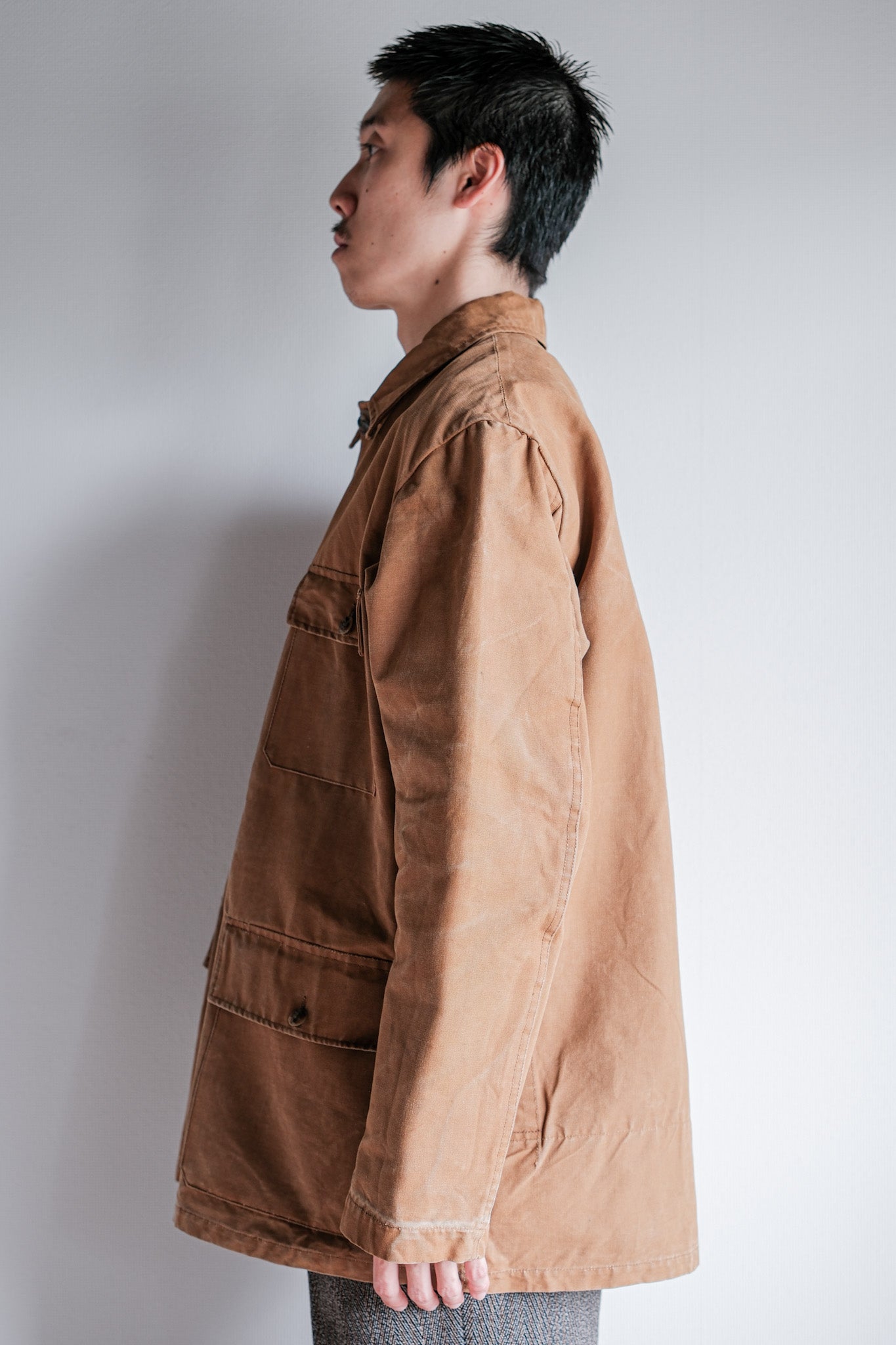 【~50's】French Vintage Cotton Canvas Hunting Jacket Size.46 "Le Mont St. Michel"