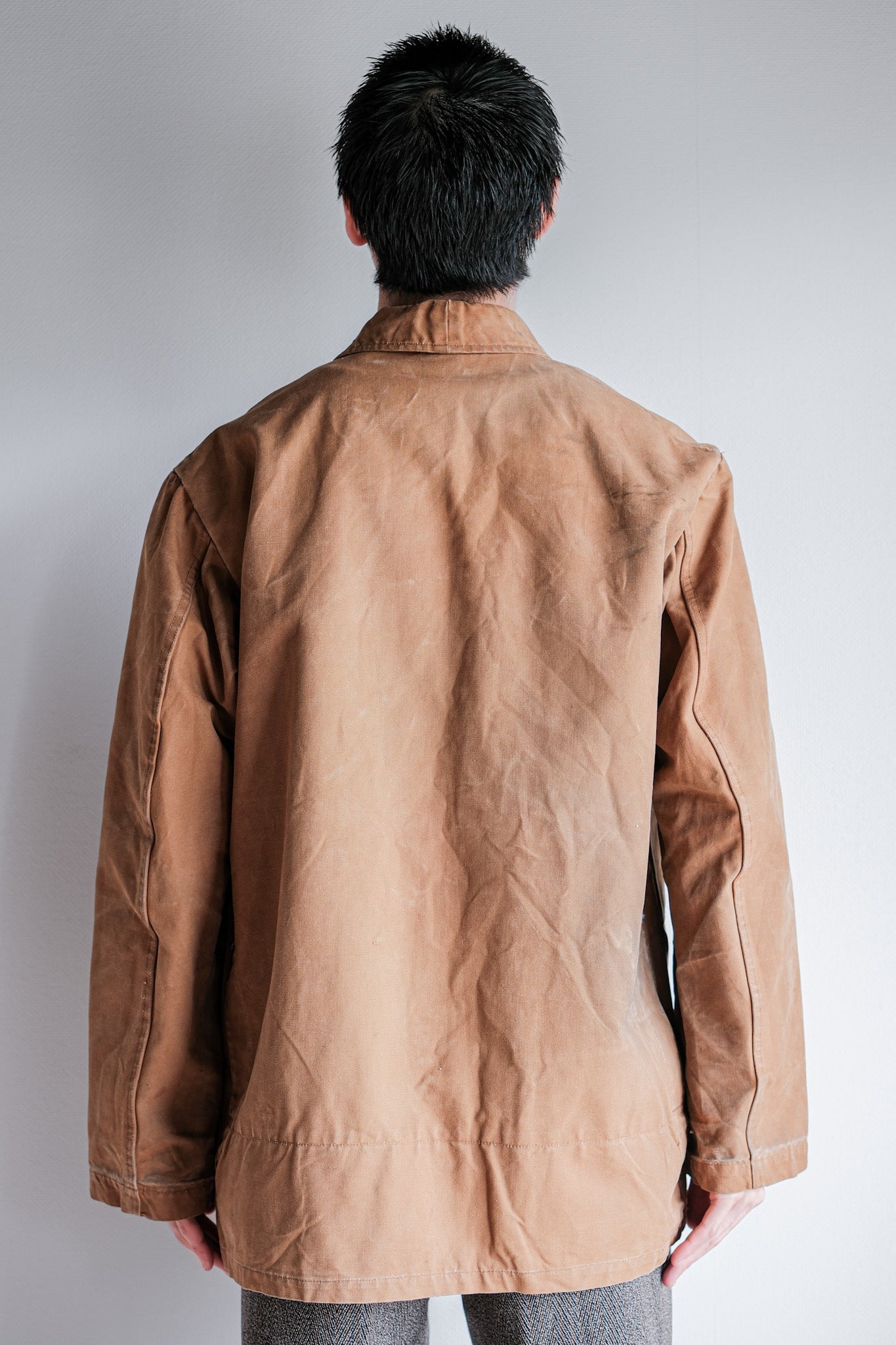 【~50's】French Vintage Cotton Canvas Hunting Jacket Size.46 "Le Mont St. Michel"