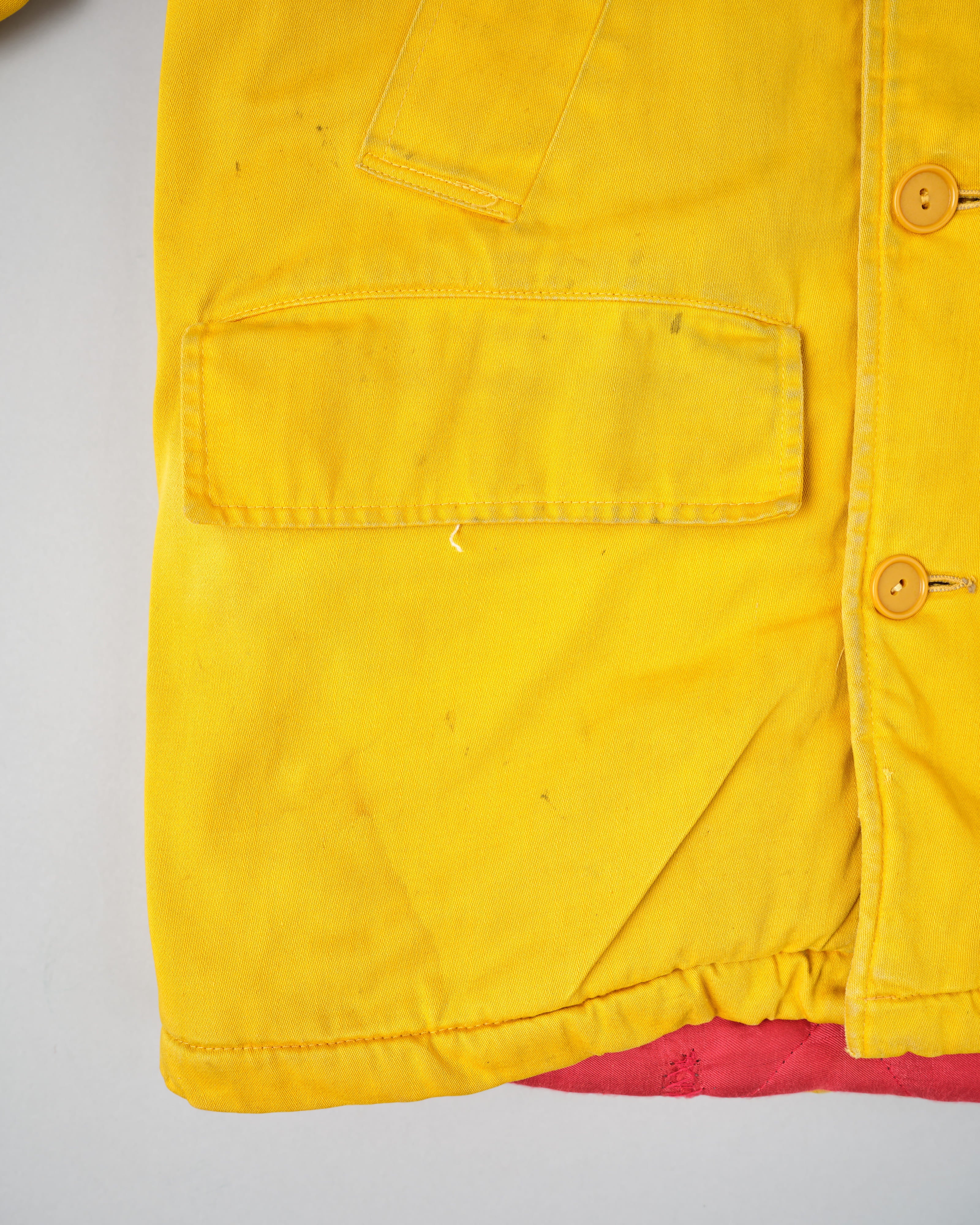 【~60年代】英倫復古可拆卸兜帽黃色棉緞登山夾克