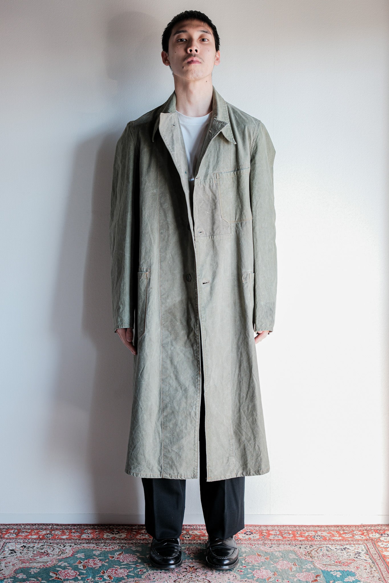 【~50's】German Vintage Green Cotton Work Coat