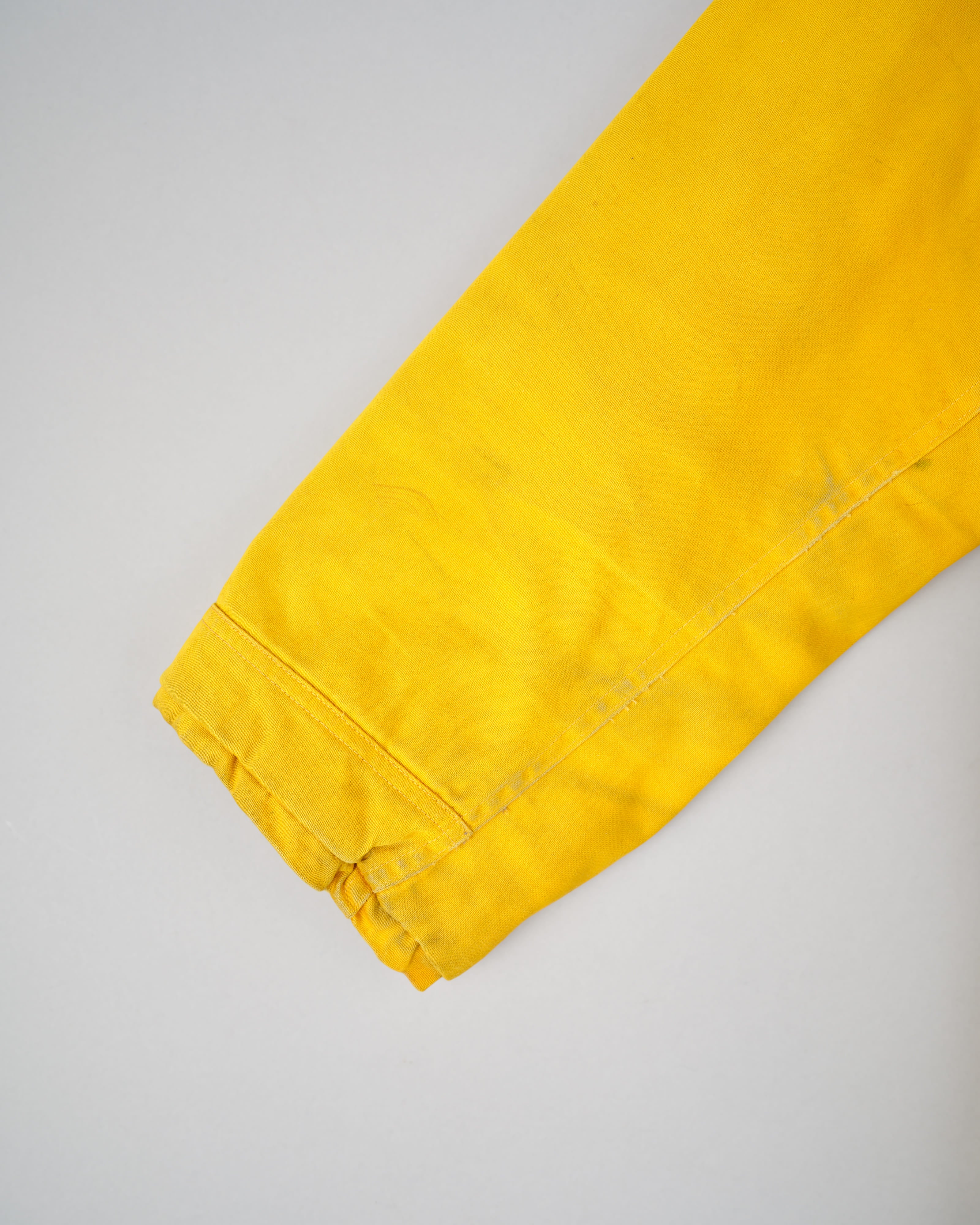 【~60年代】英倫復古可拆卸兜帽黃色棉緞登山夾克