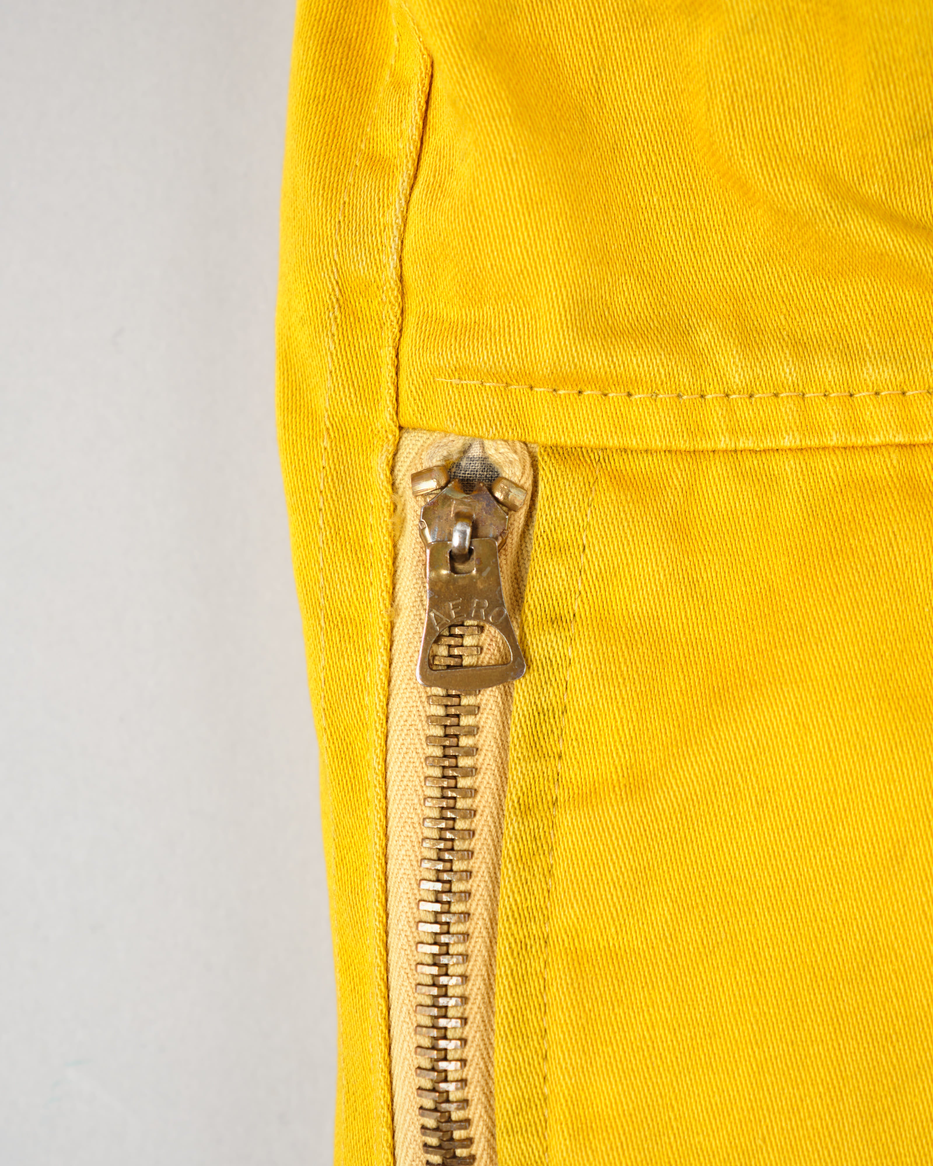 【~60年代】英倫復古可拆卸兜帽黃色棉緞登山夾克