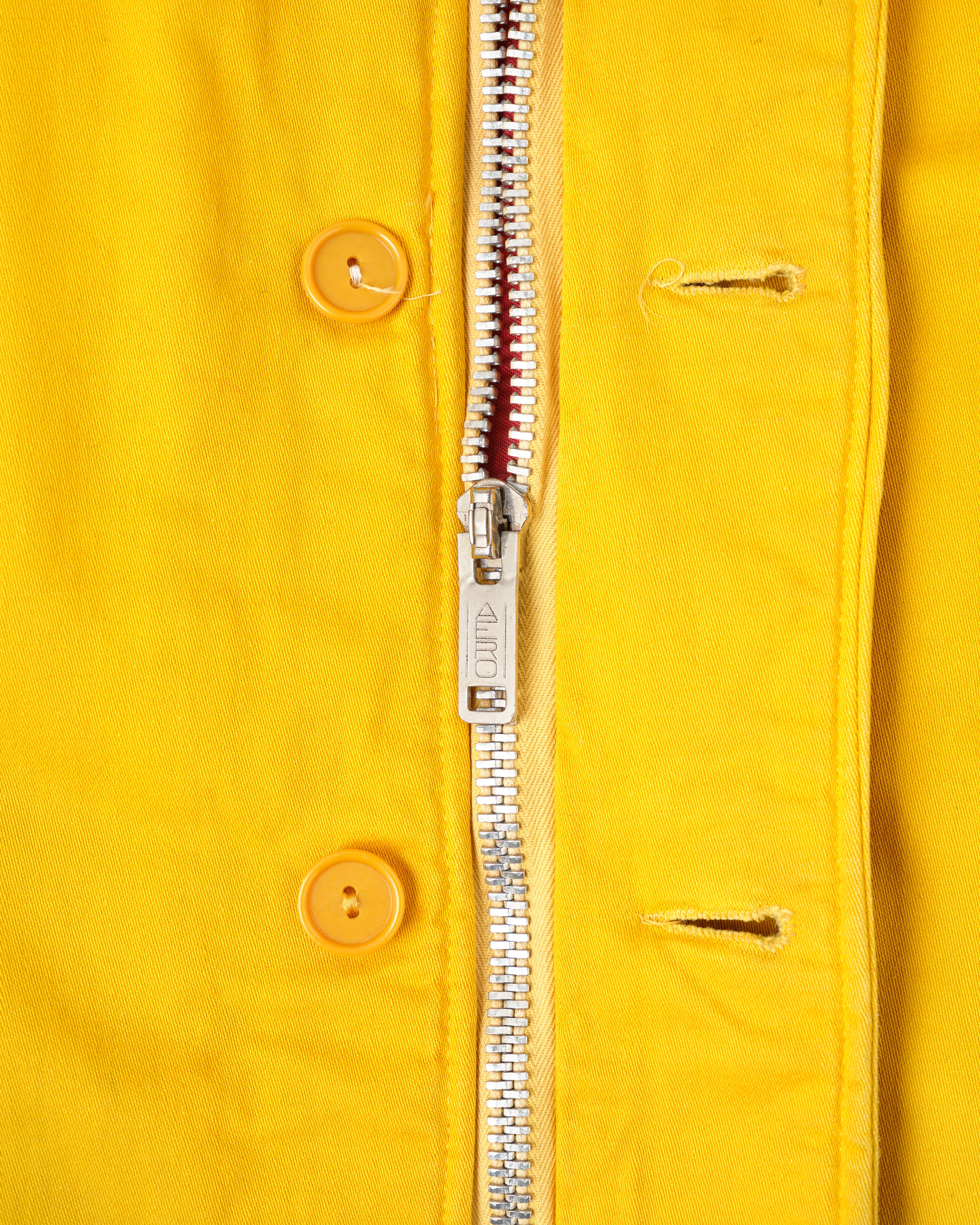 【~60年代】英倫復古可拆卸兜帽黃色棉緞登山夾克