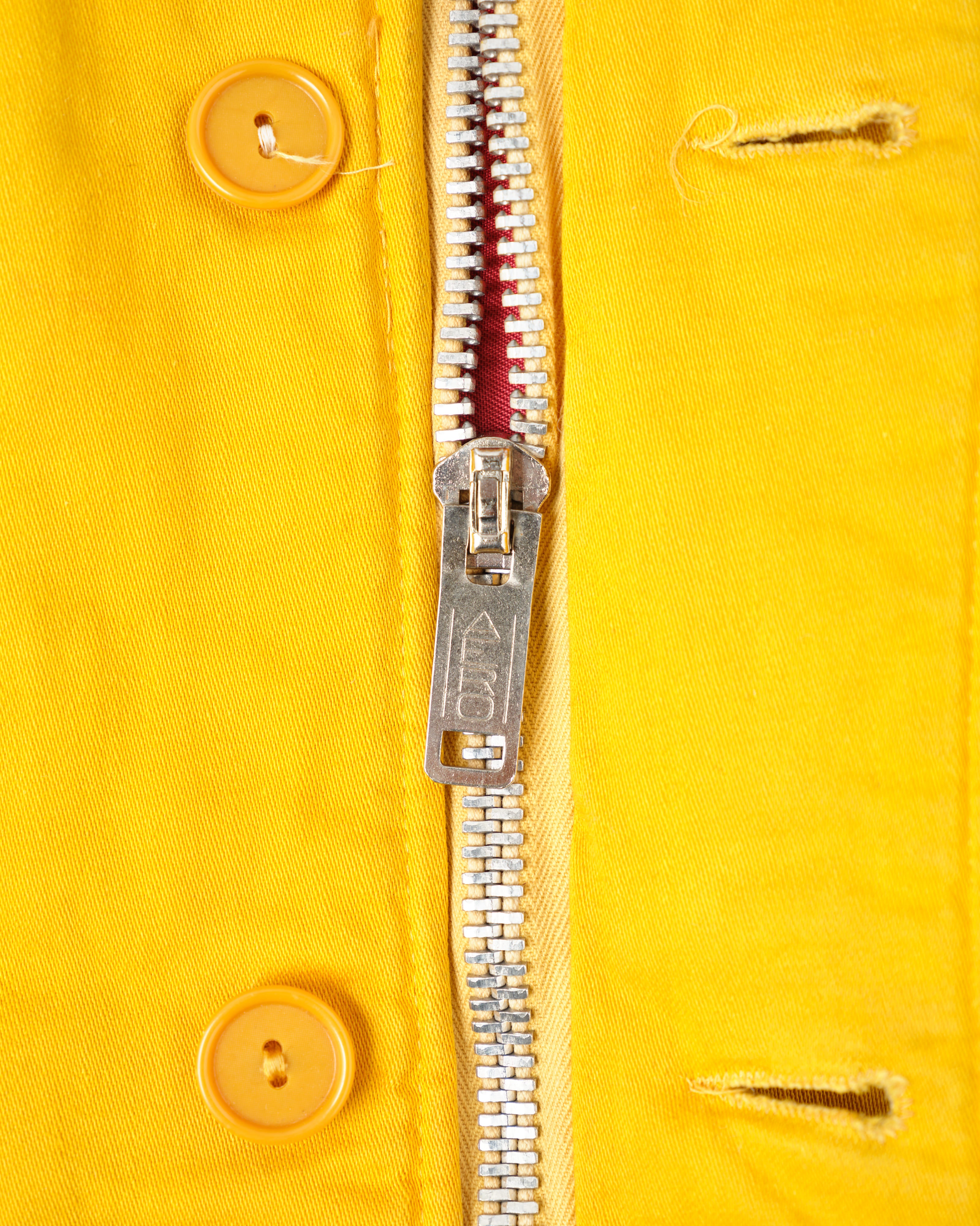 【~60年代】英倫復古可拆卸兜帽黃色棉緞登山夾克