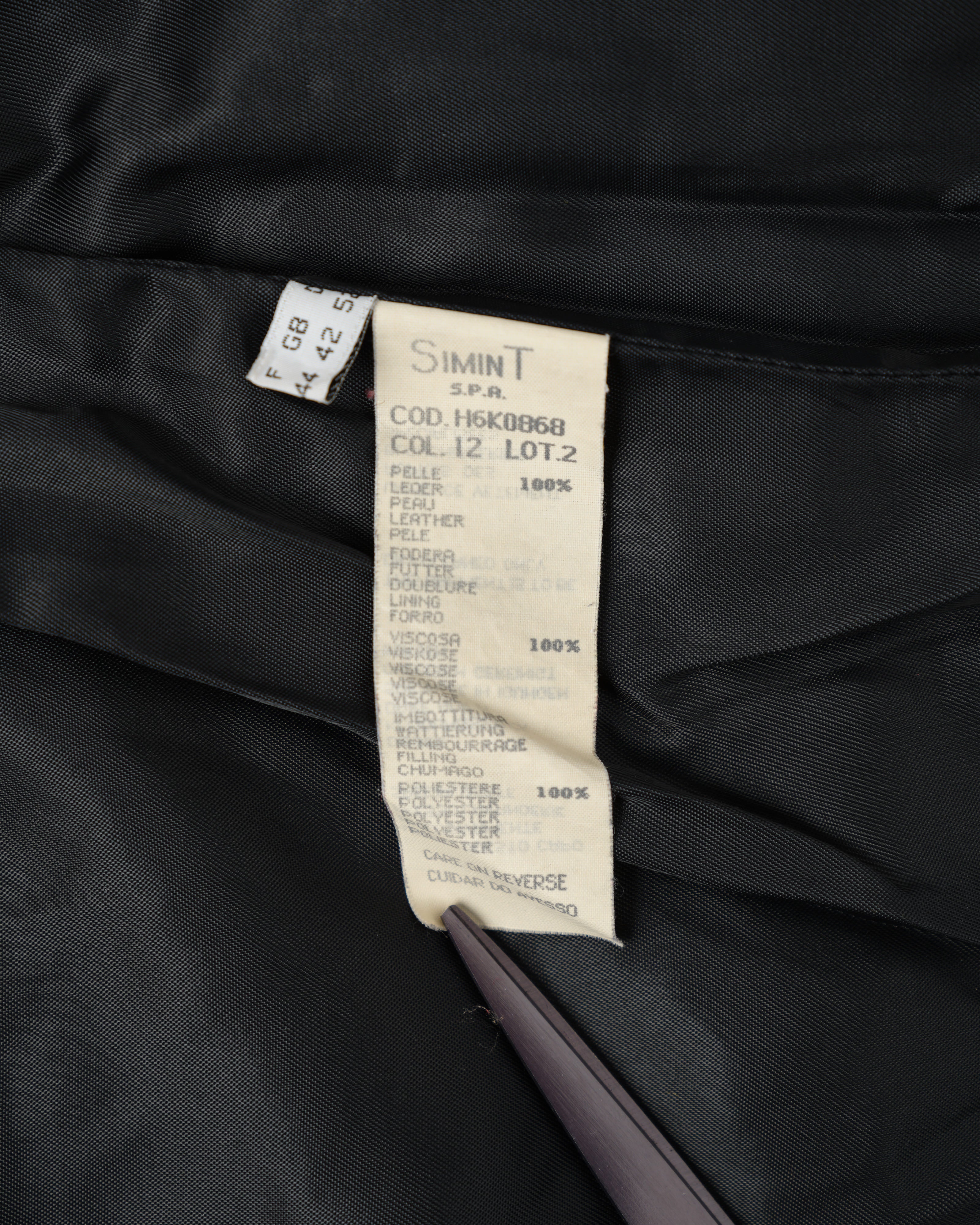 【~90’s】Old ARMANI JEANS Black Leather Puffer Jacket Size.52