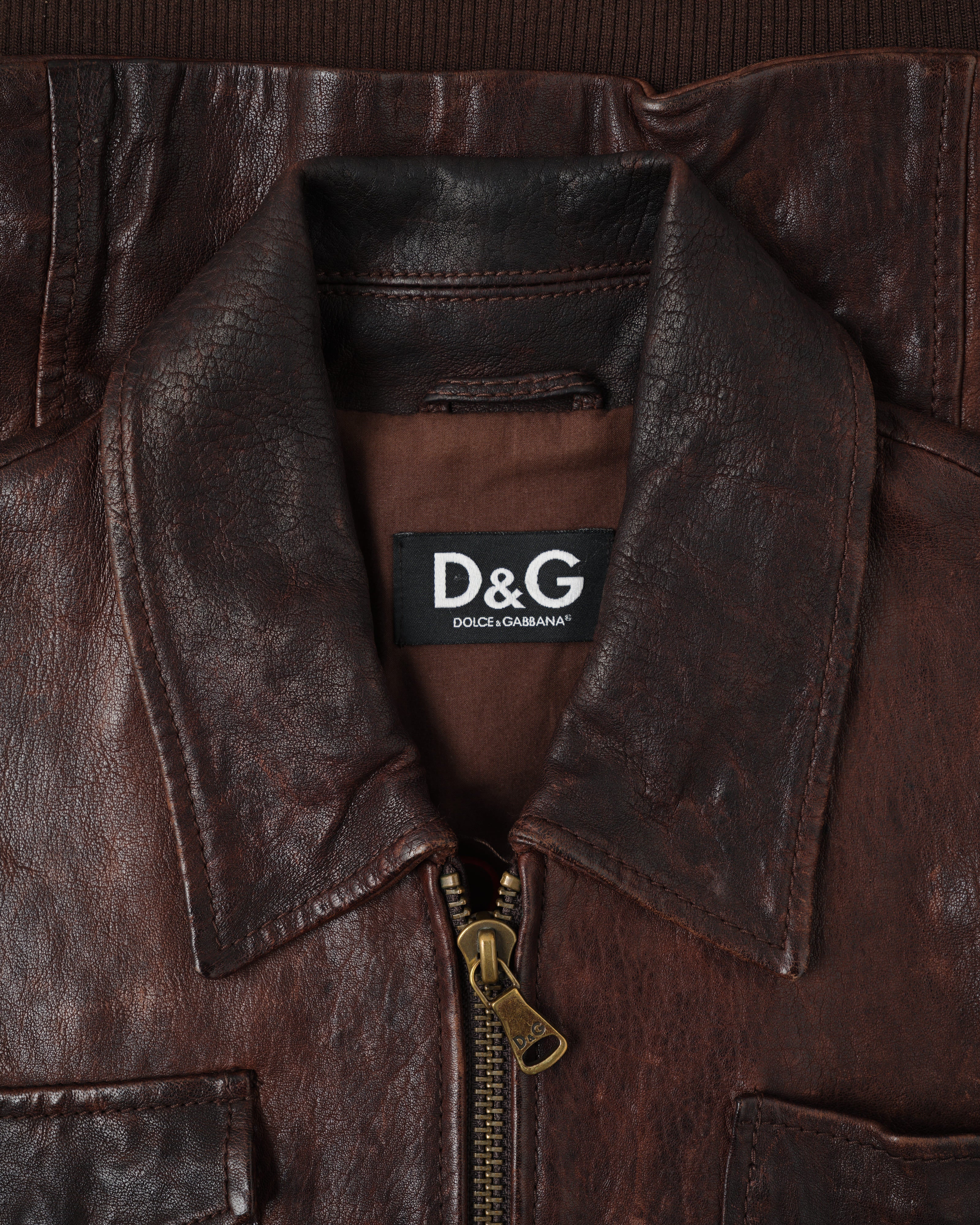 【~00’s】Old DOLCE&GABBANA Multi Pocket Leather Jacket Size.50