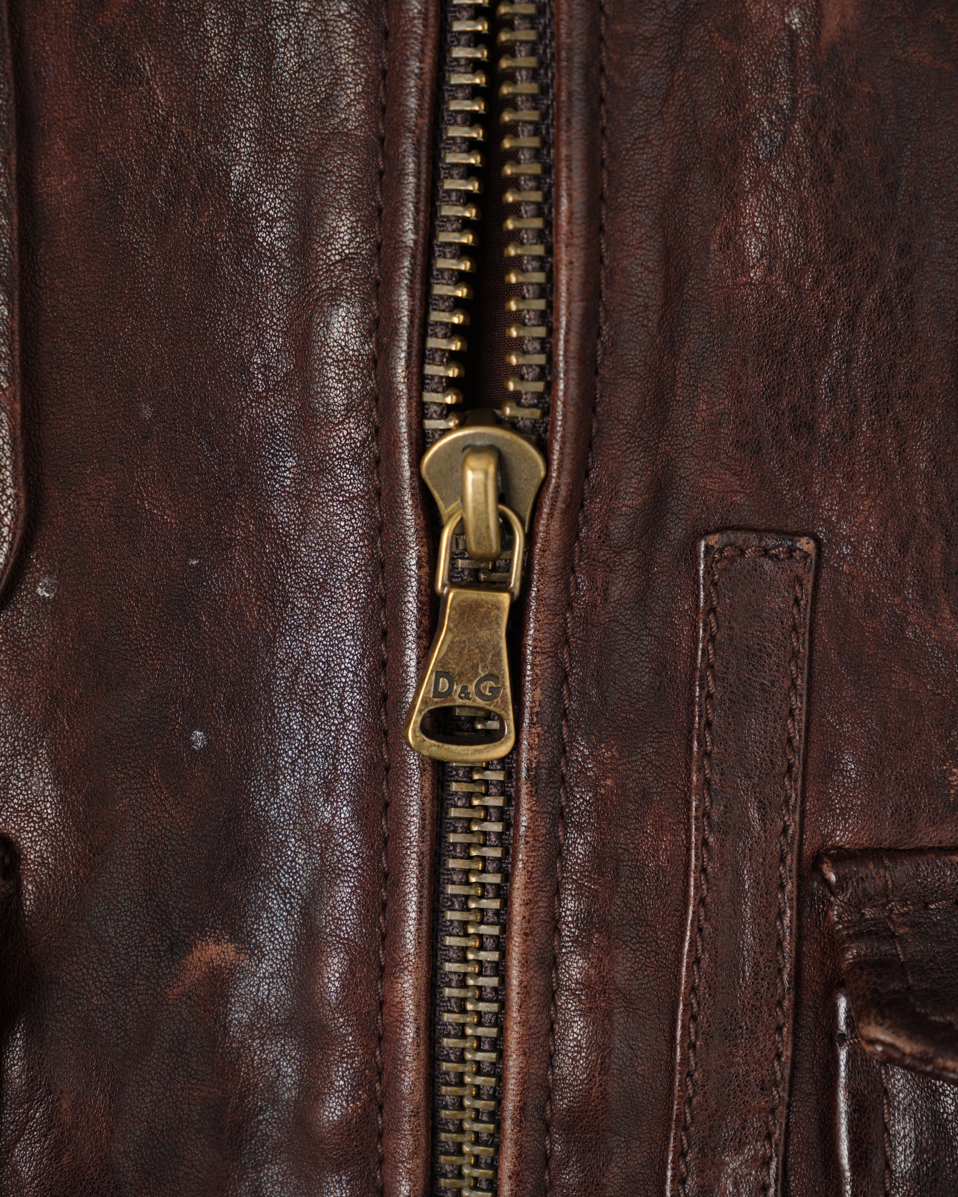 【~00’s】Old DOLCE&GABBANA Multi Pocket Leather Jacket Size.50