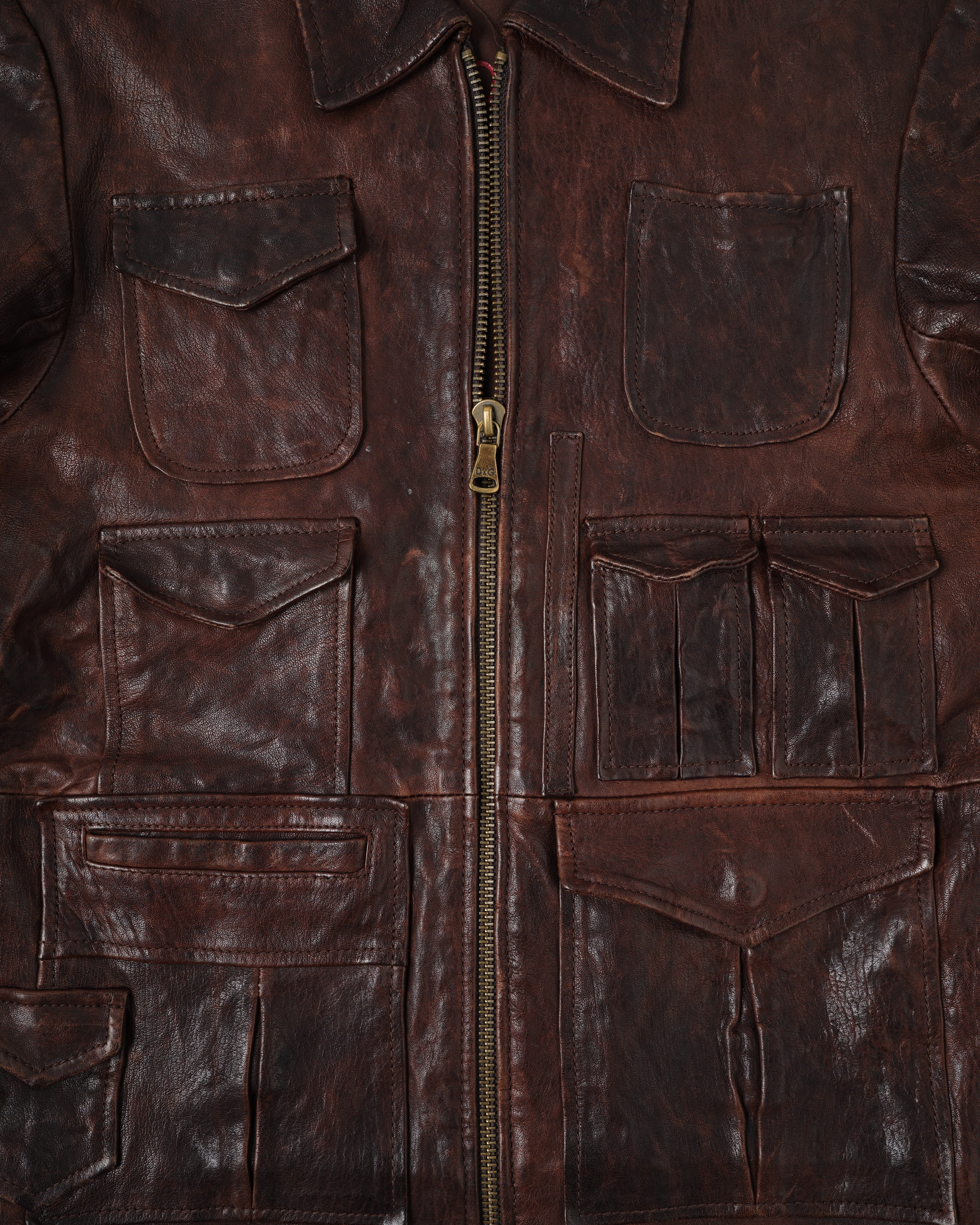 【~00’s】Old DOLCE&GABBANA Multi Pocket Leather Jacket Size.50