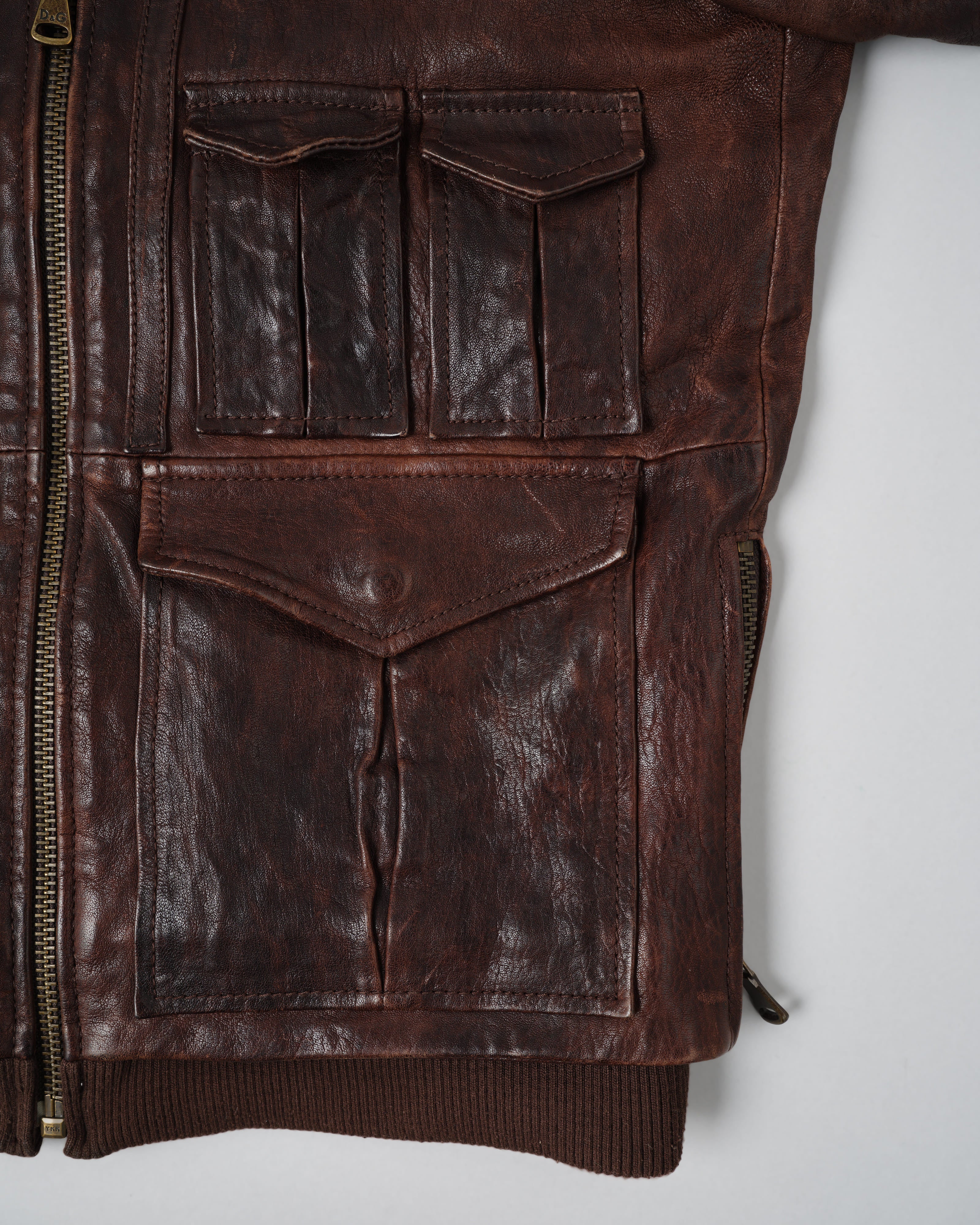 【~00’s】Old DOLCE&GABBANA Multi Pocket Leather Jacket Size.50