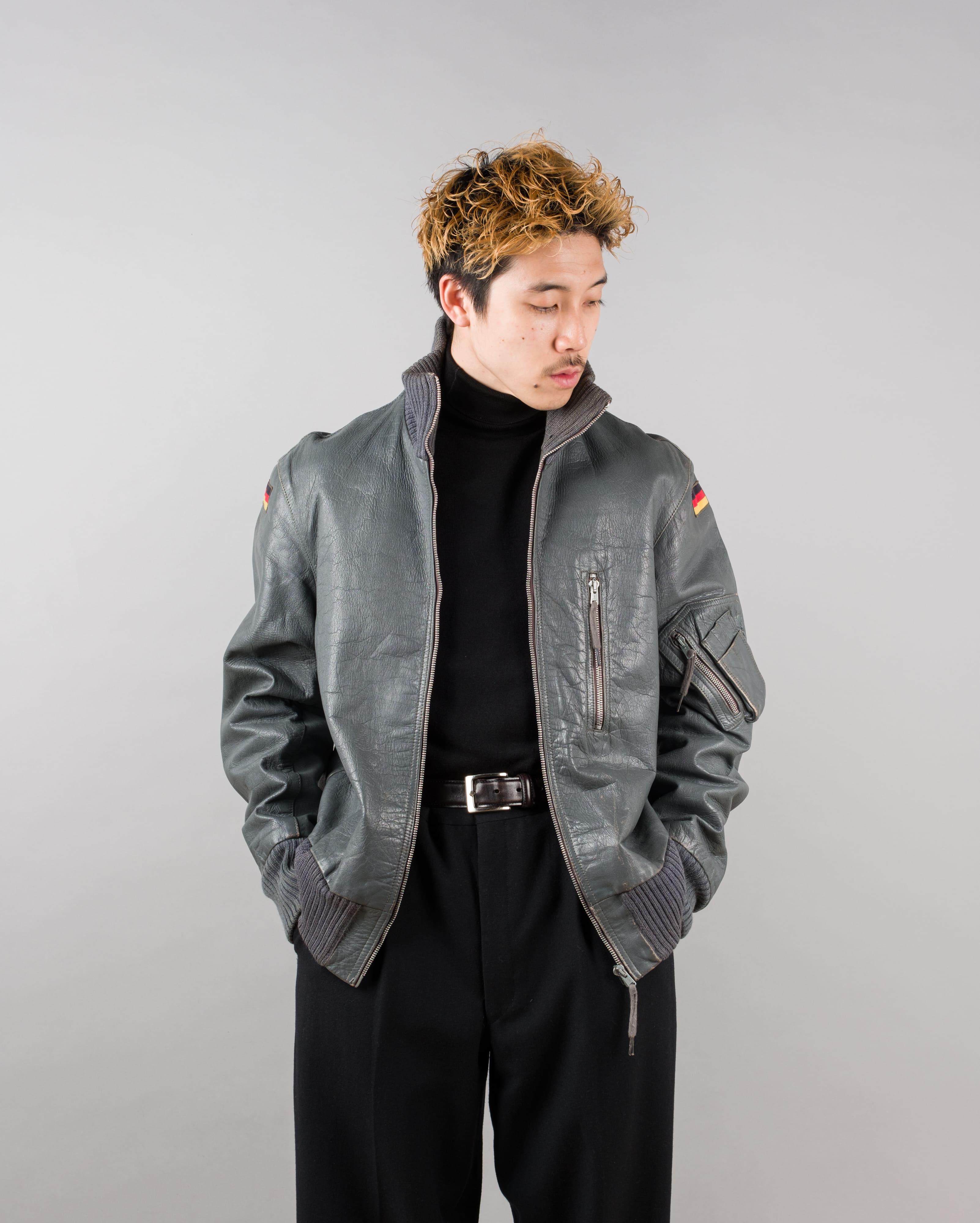 【~80’s】West German Air Force Pilot Leather Jacket Size.182/96