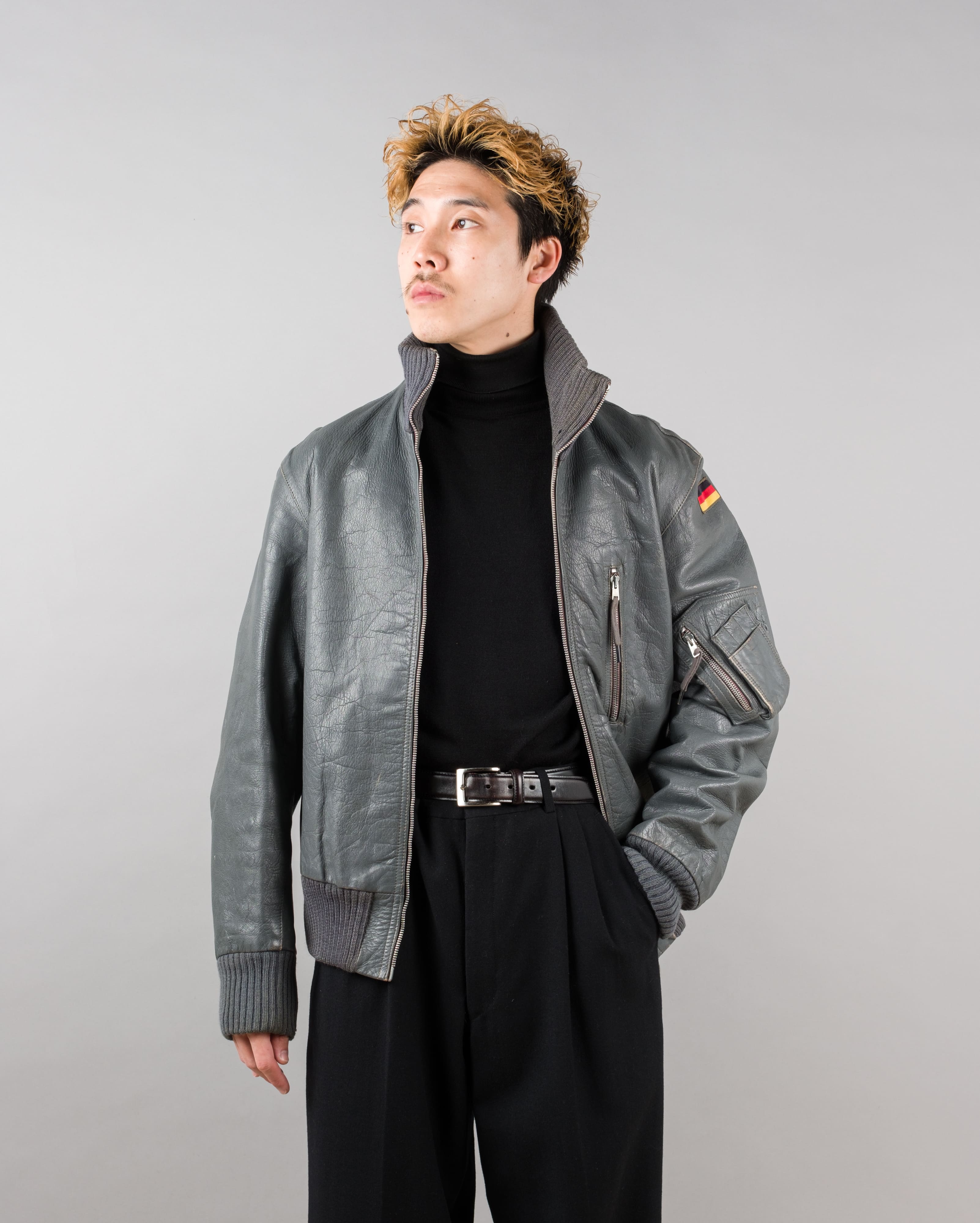 【~80’s】West German Air Force Pilot Leather Jacket Size.182/96