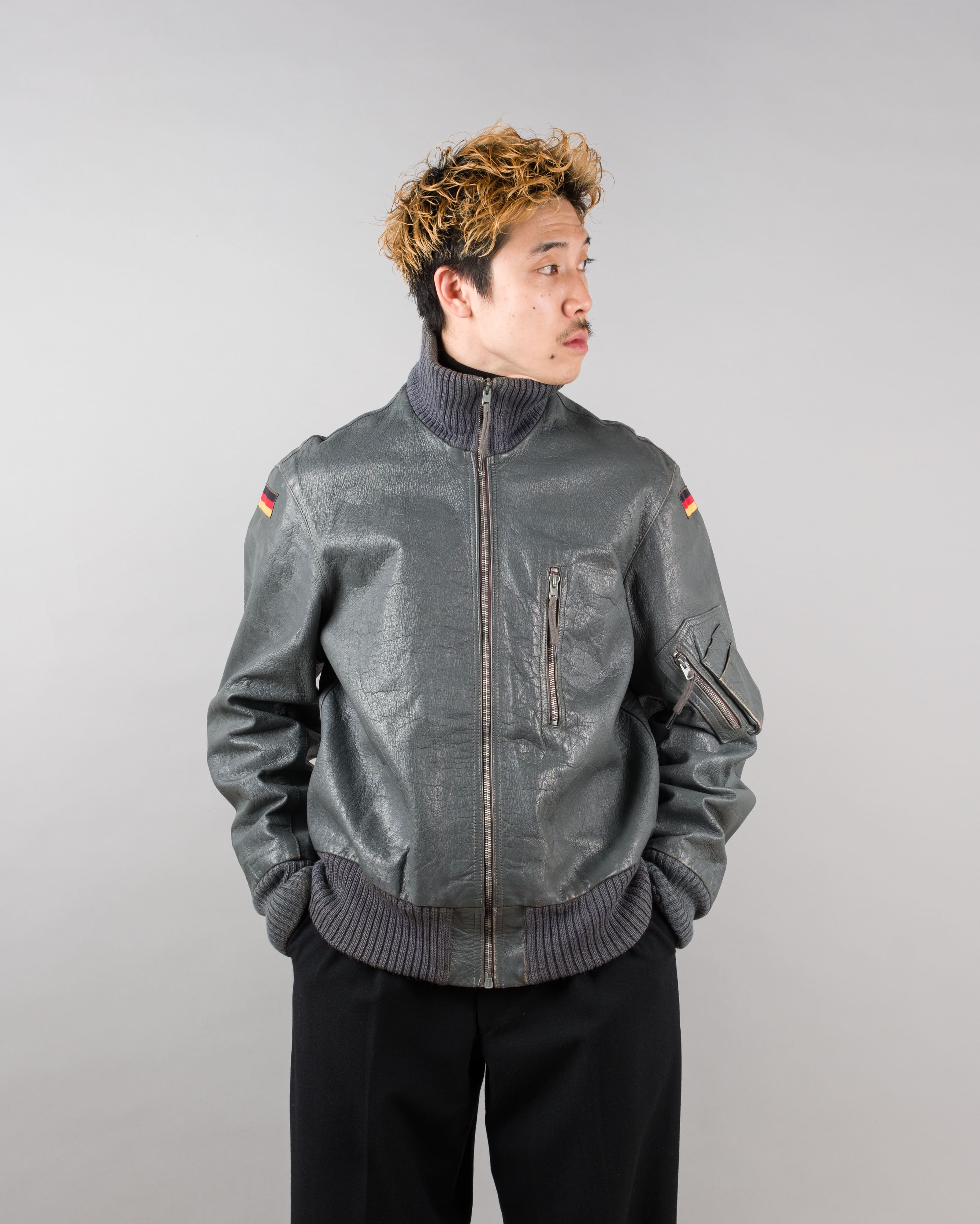 【~80’s】West German Air Force Pilot Leather Jacket Size.182/96