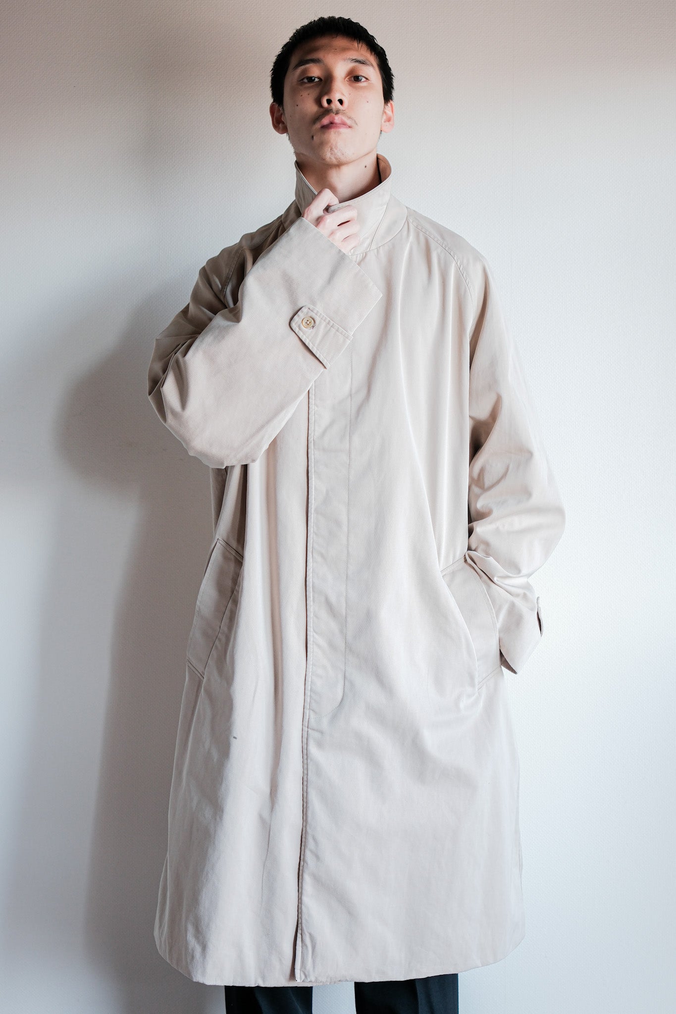 【~70's】Vintage Aquascutum Single Raglan Balmacaan Coat C100 Size.42REG "Aqua 5" "OLD ENGLAND PARIS 別注"