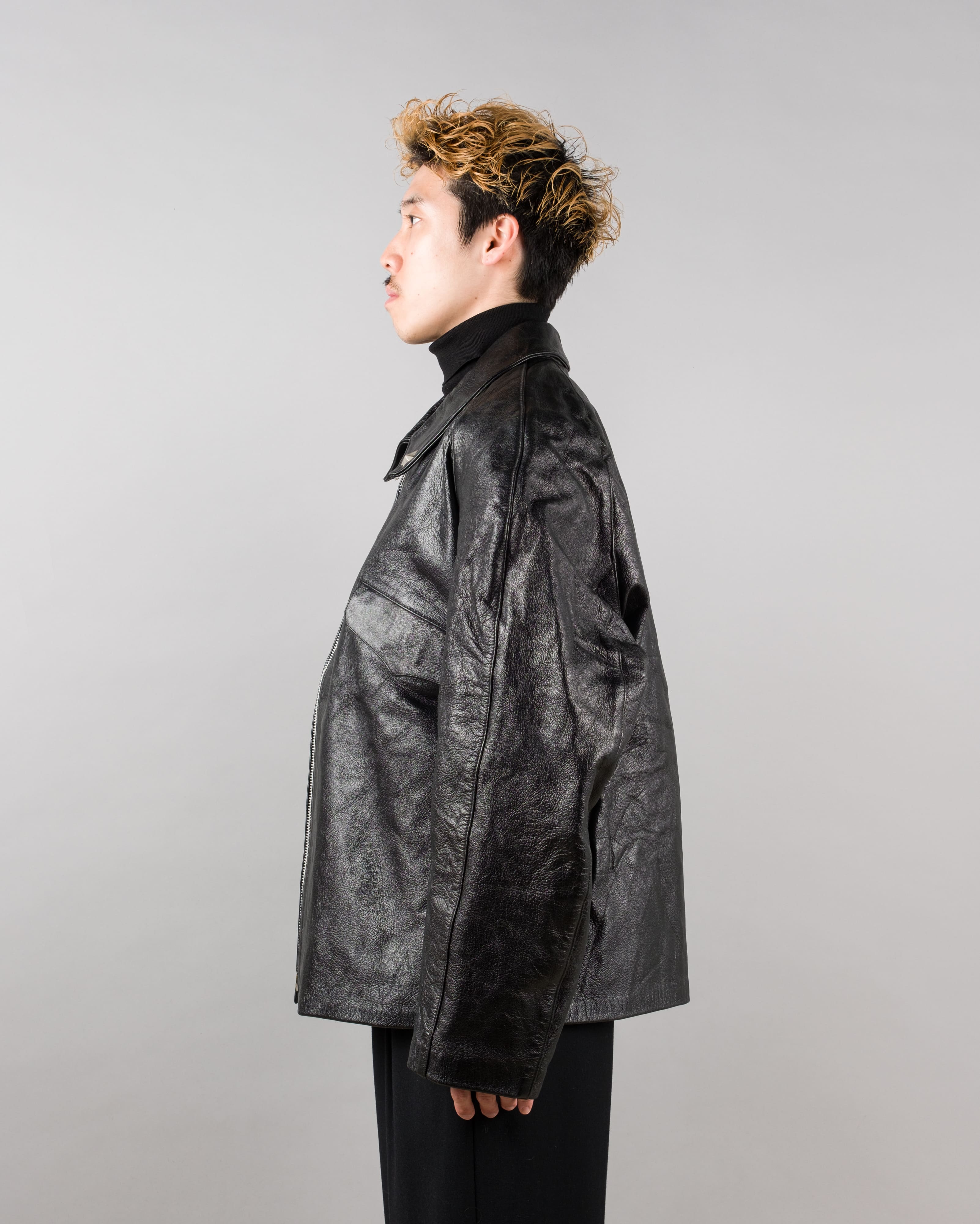 【~60’s】Italian Army Motorcycle Leather Jacket Size.2