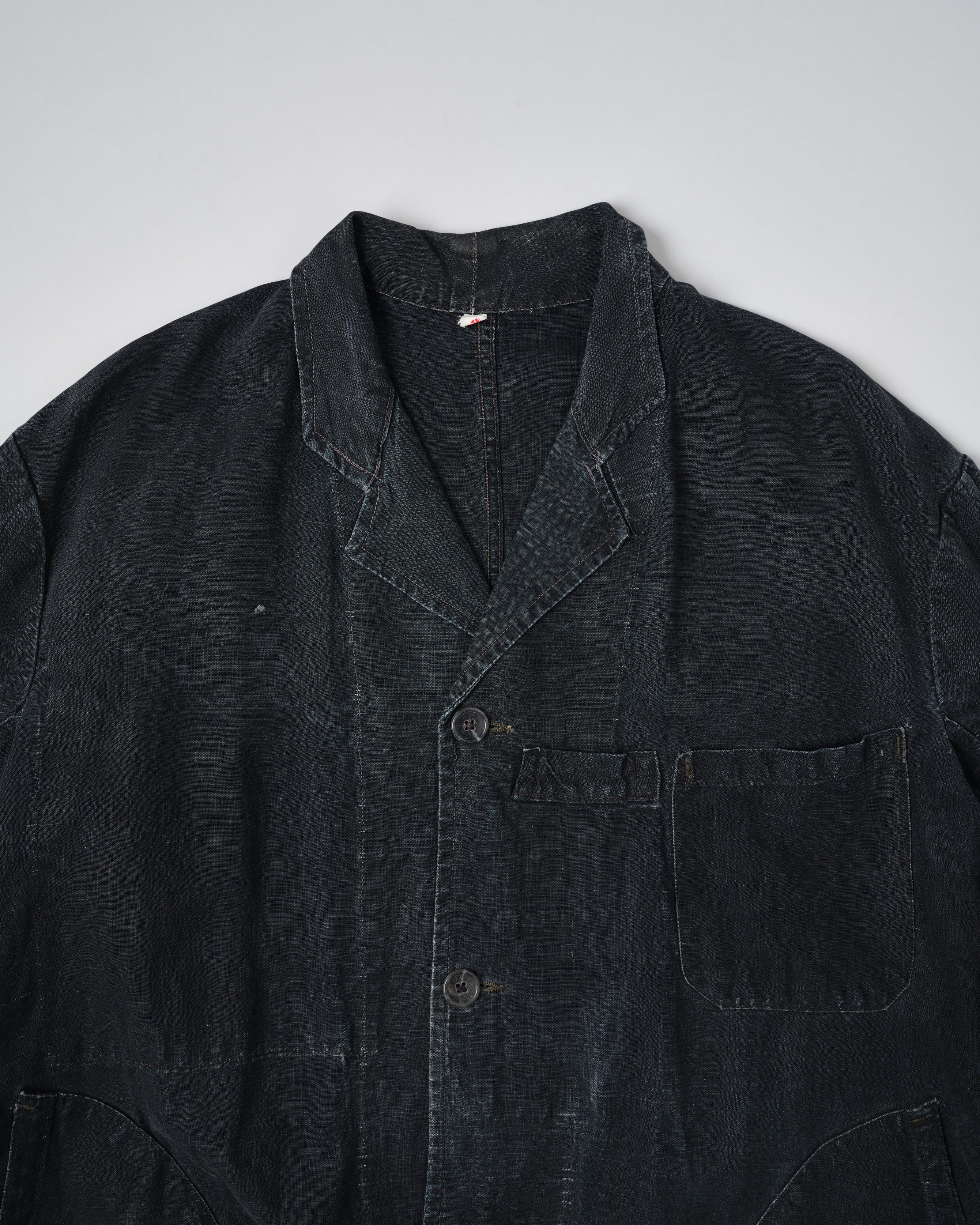 【~40's】French Vintage Indigo Linen Maquignon Coat Size.50 "AU MOLINEL"