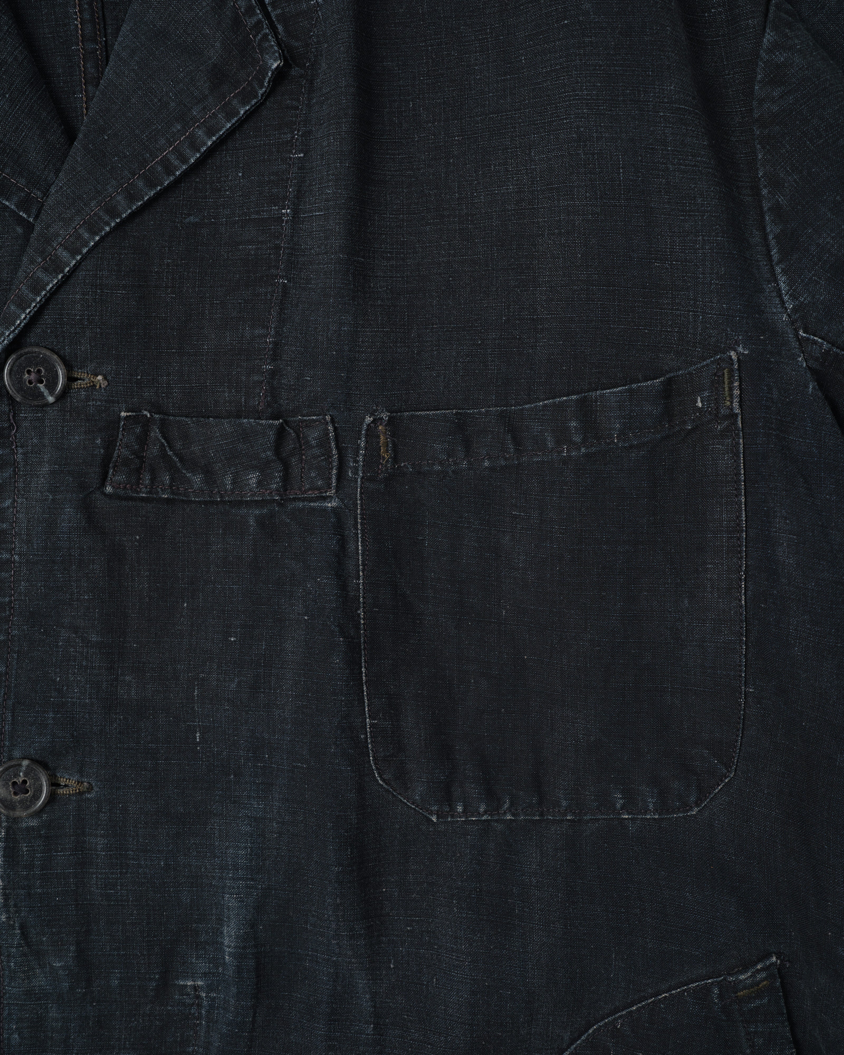 【~40's】French Vintage Indigo Linen Maquignon Coat Size.50 "AU MOLINEL"