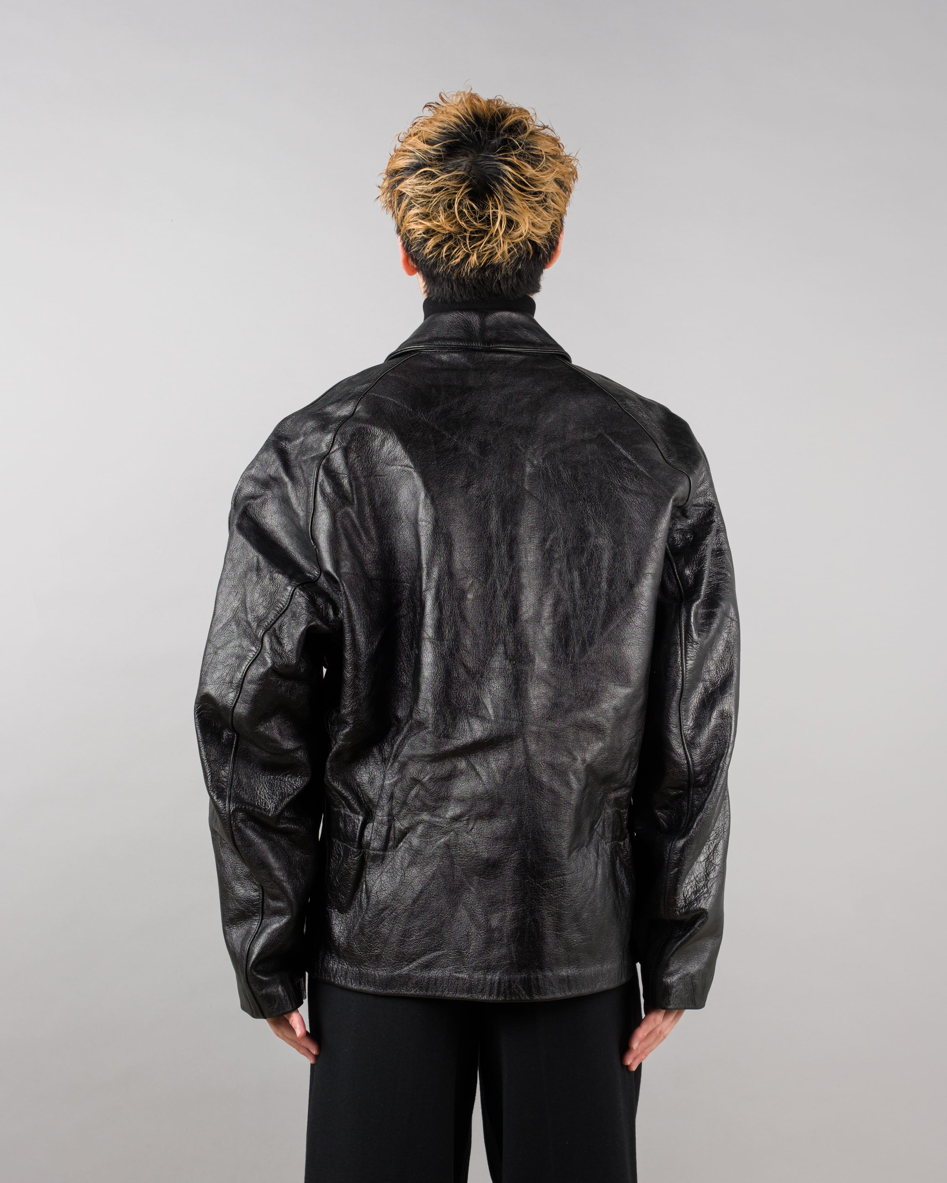 【~60’s】Italian Army Motorcycle Leather Jacket Size.2