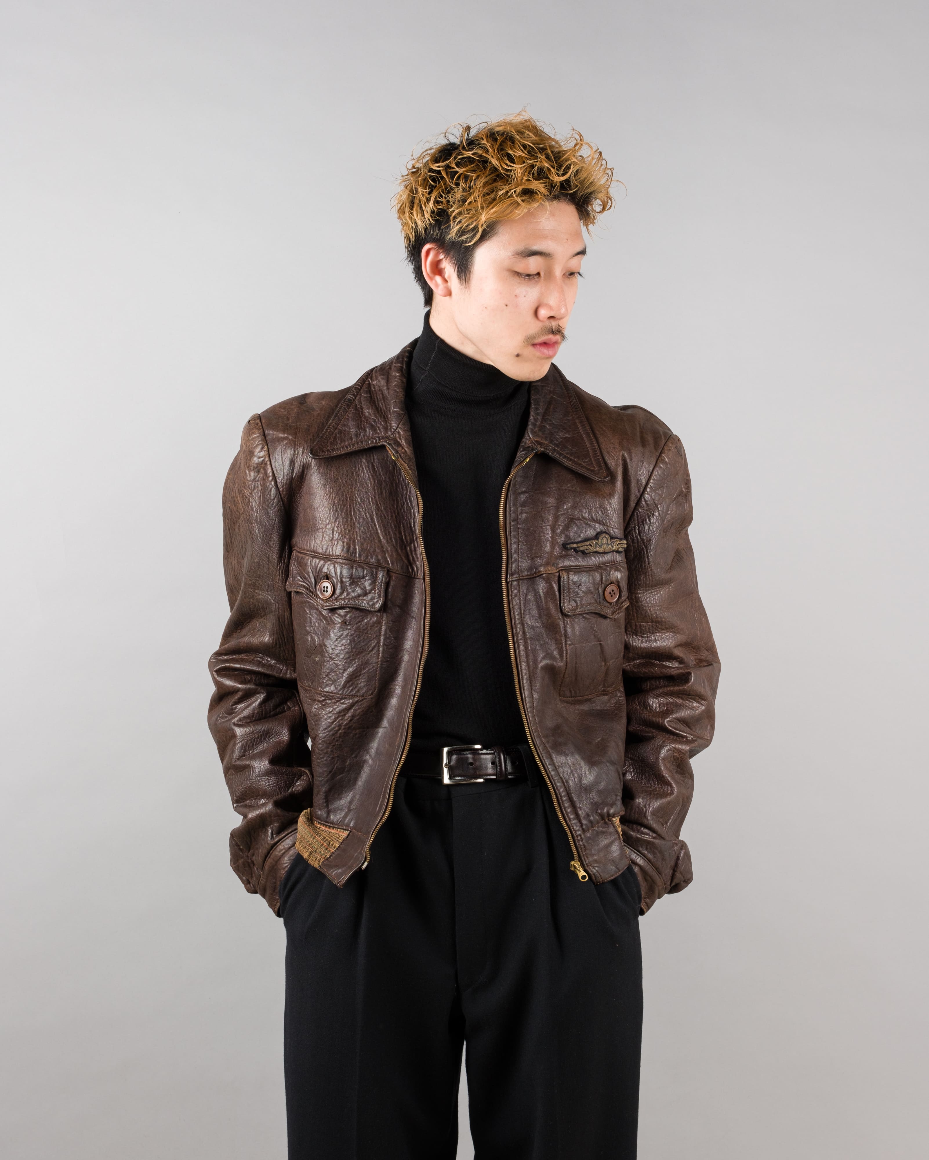 【~40's】Europe Vintage Leather Flight Jacket