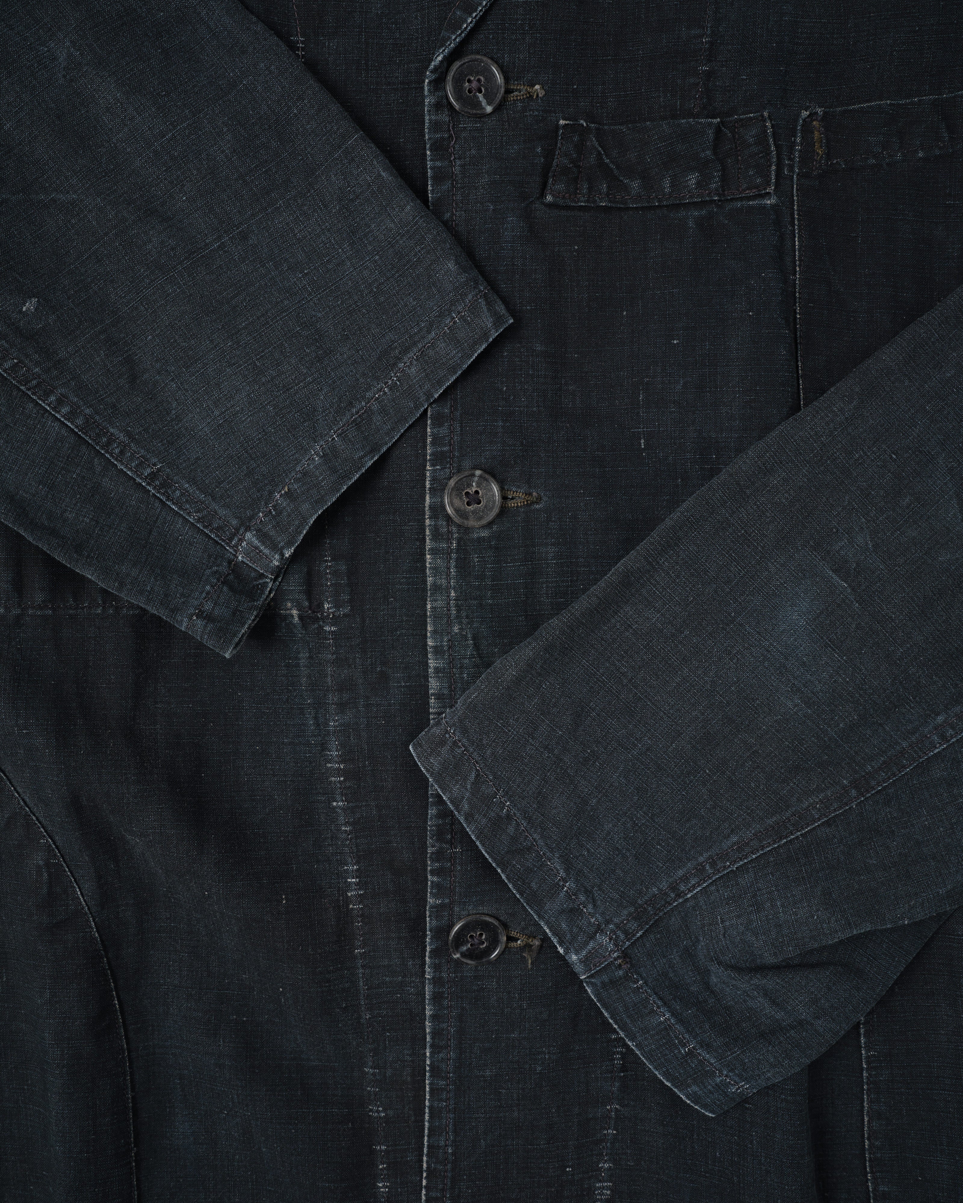 【~40's】French Vintage Indigo Linen Maquignon Coat Size.50 "AU MOLINEL"