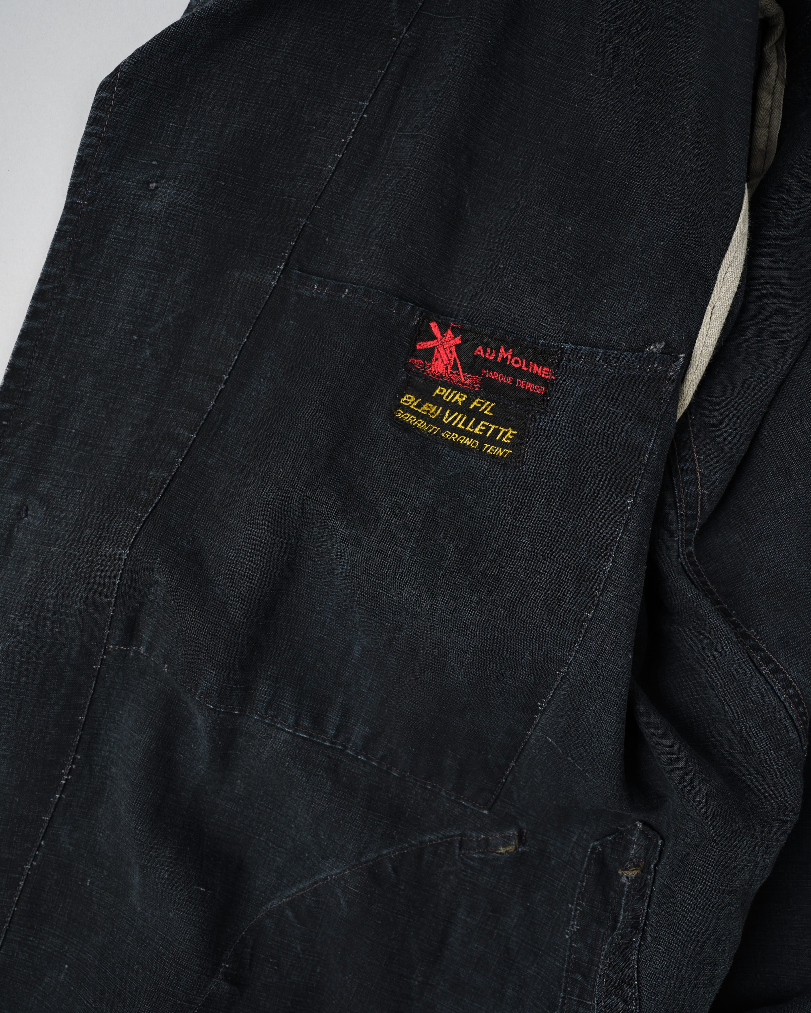 【~40's】French Vintage Indigo Linen Maquignon Coat Size.50 "AU MOLINEL"