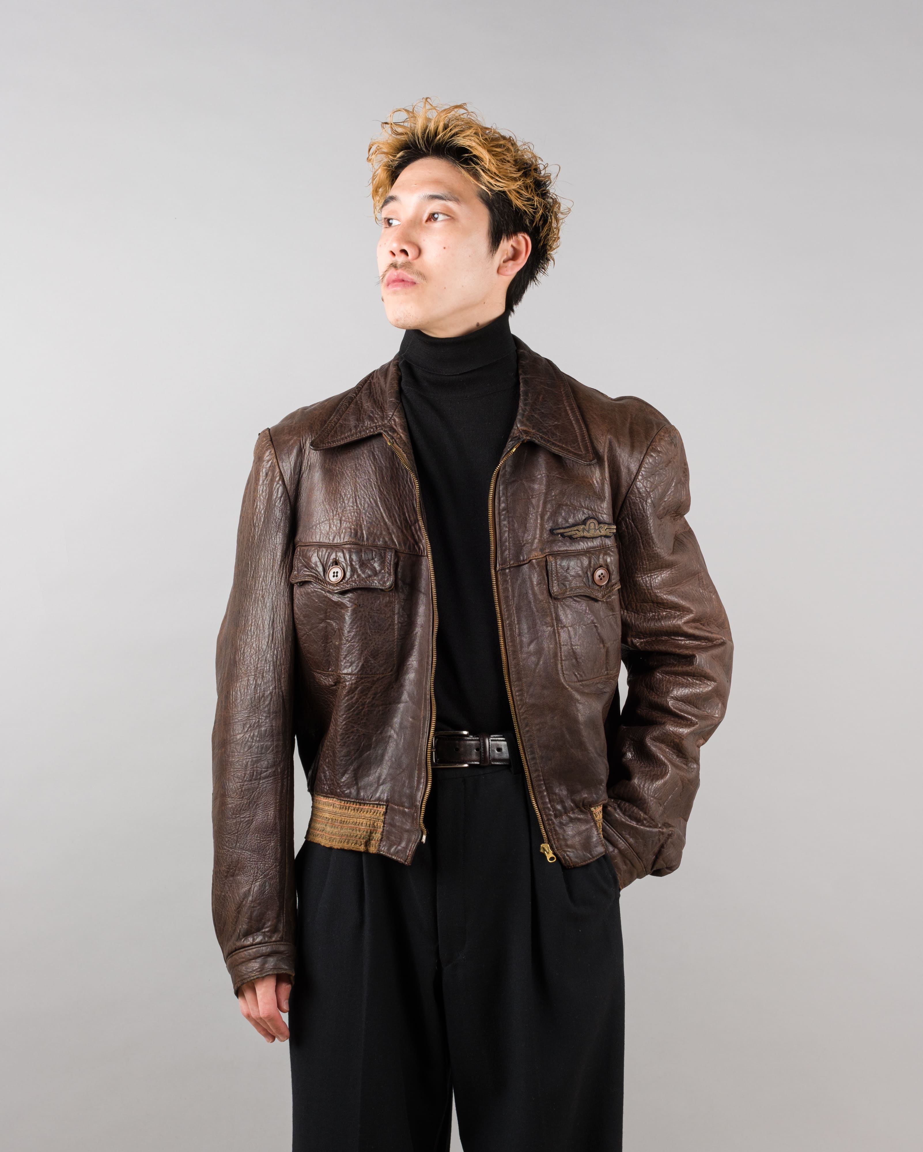 【~40's】Europe Vintage Leather Flight Jacket