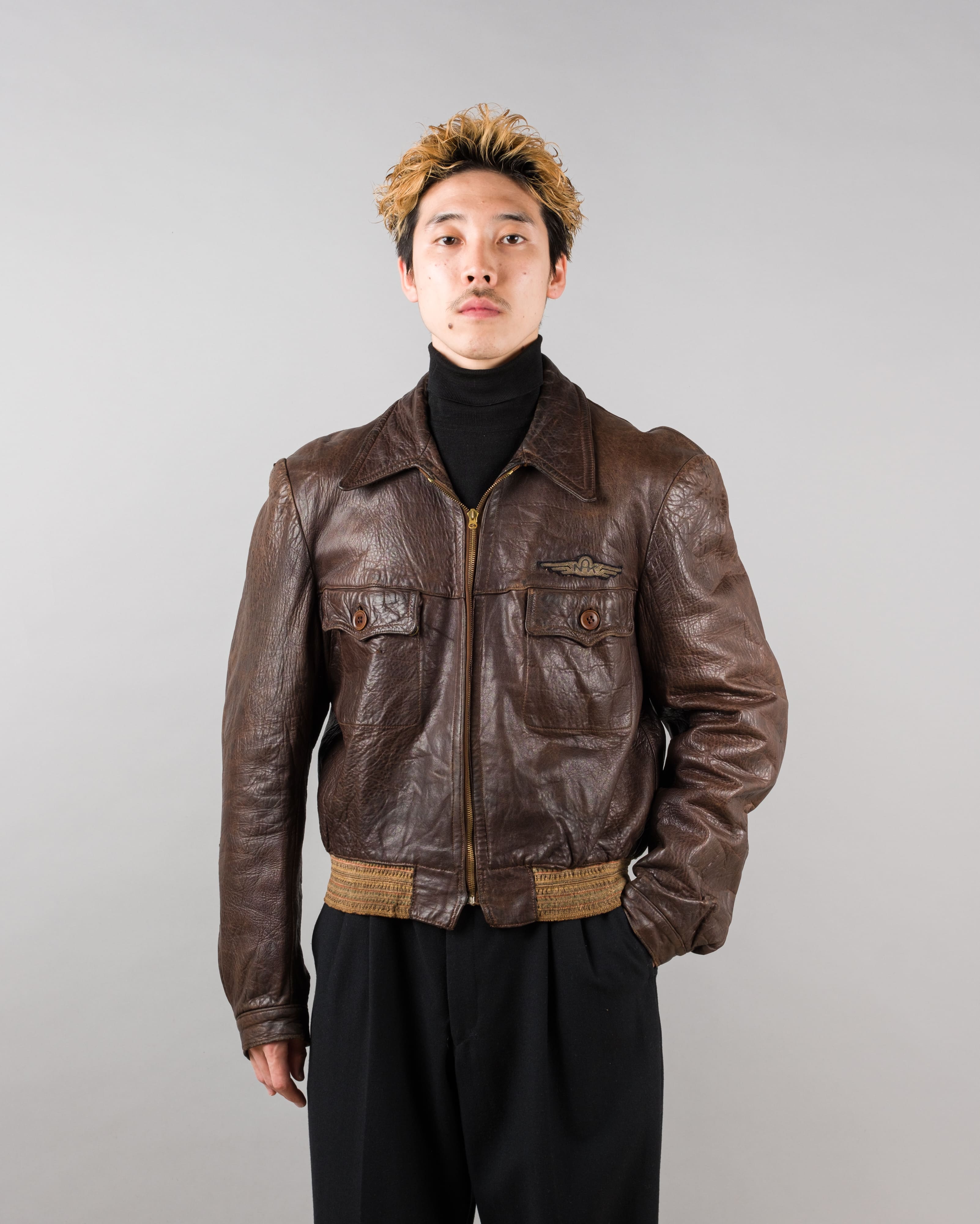 【~40's】Europe Vintage Leather Flight Jacket