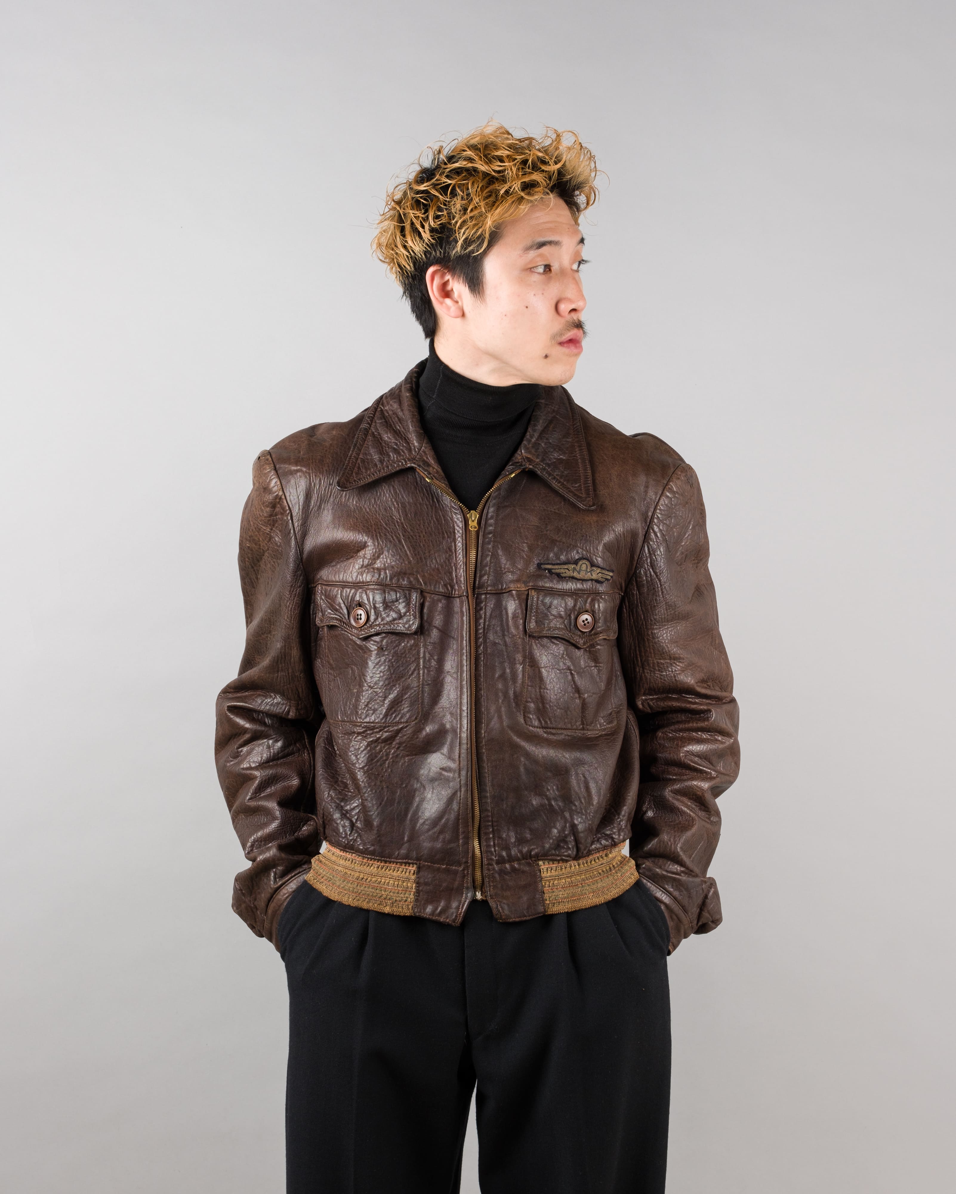 【~40's】Europe Vintage Leather Flight Jacket