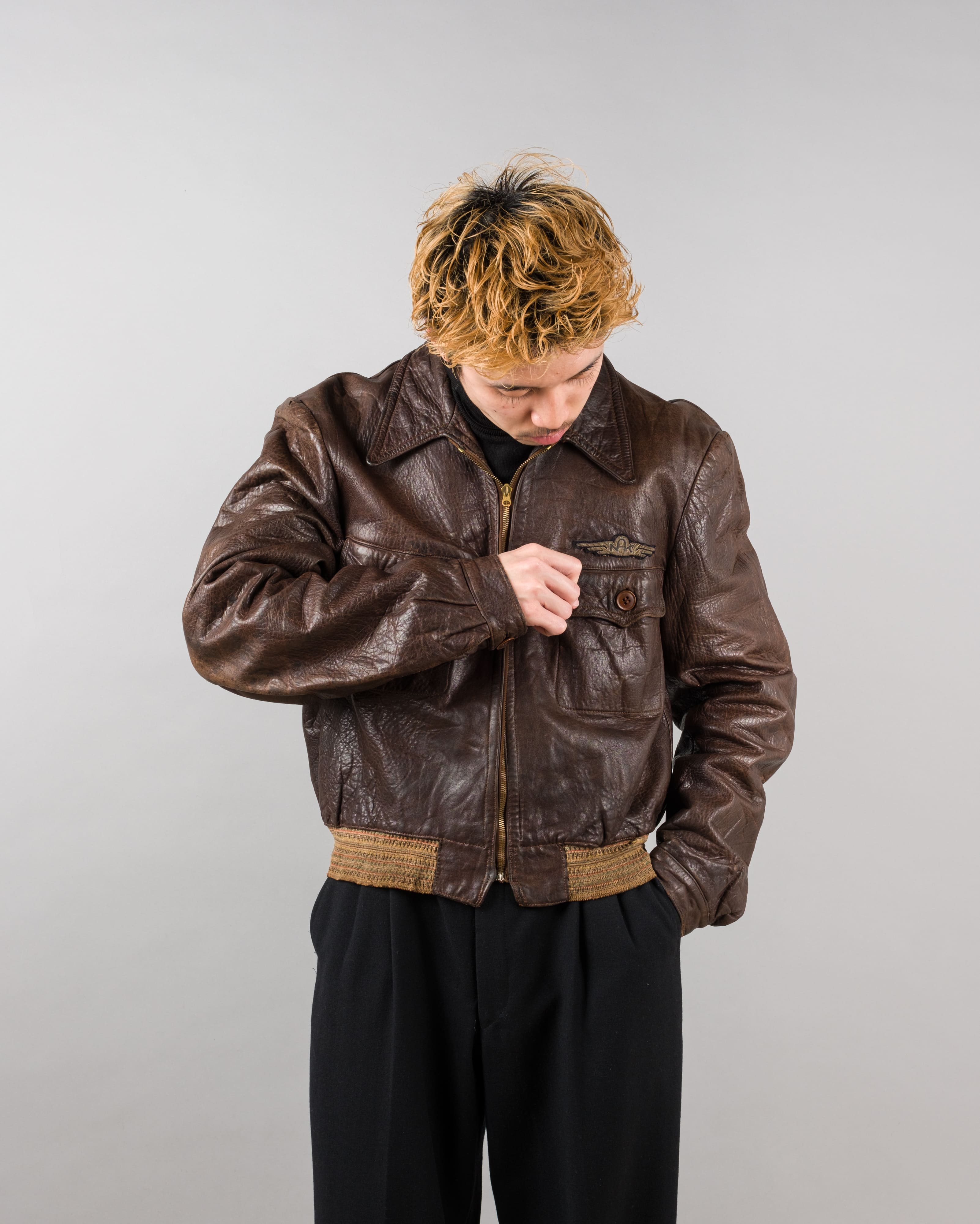 【~40's】Europe Vintage Leather Flight Jacket