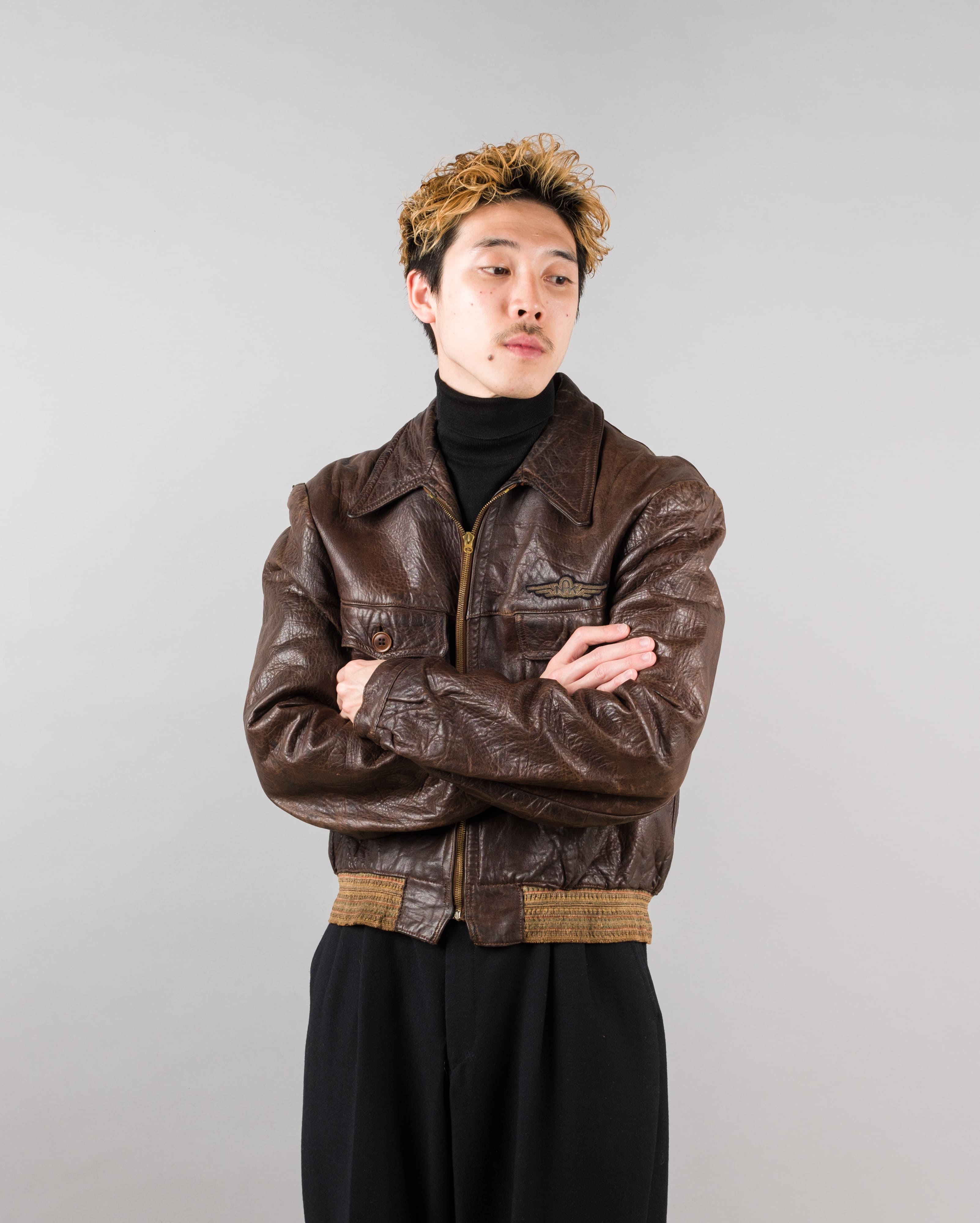 【~40's】Europe Vintage Leather Flight Jacket