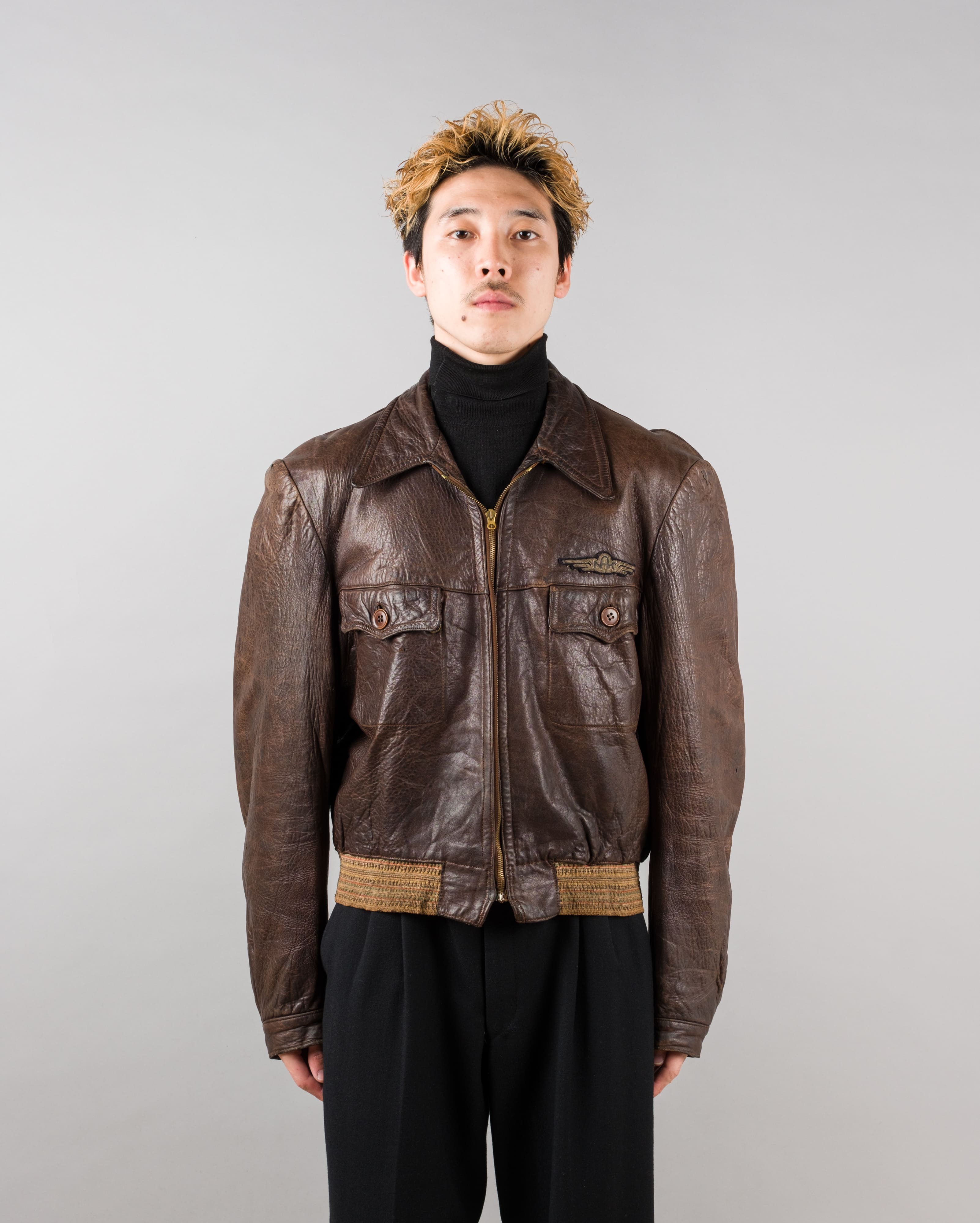 【~40's】Europe Vintage Leather Flight Jacket