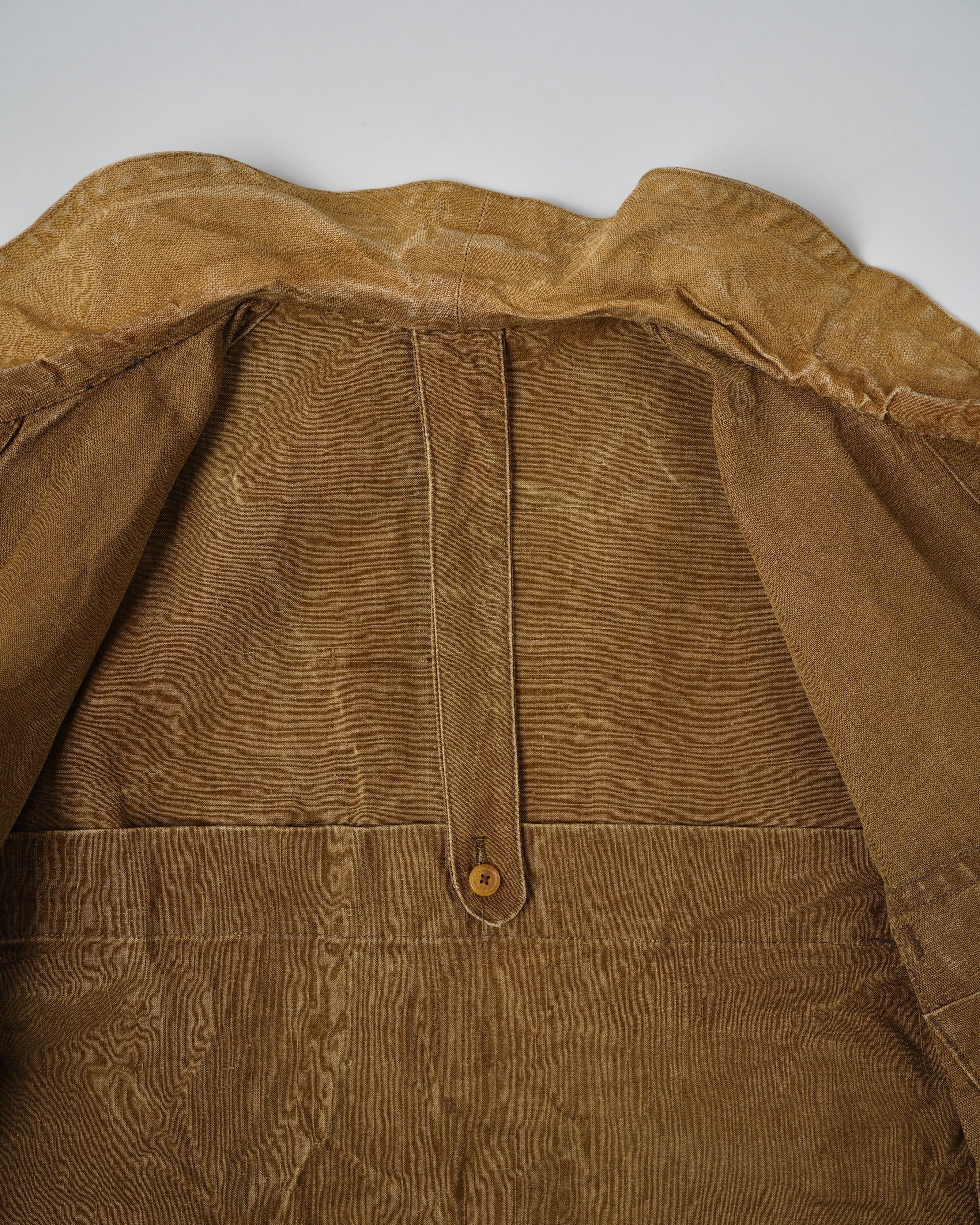 【~30’s】French Vintage Linen Canvas Hunting Jacket With Chin Strap