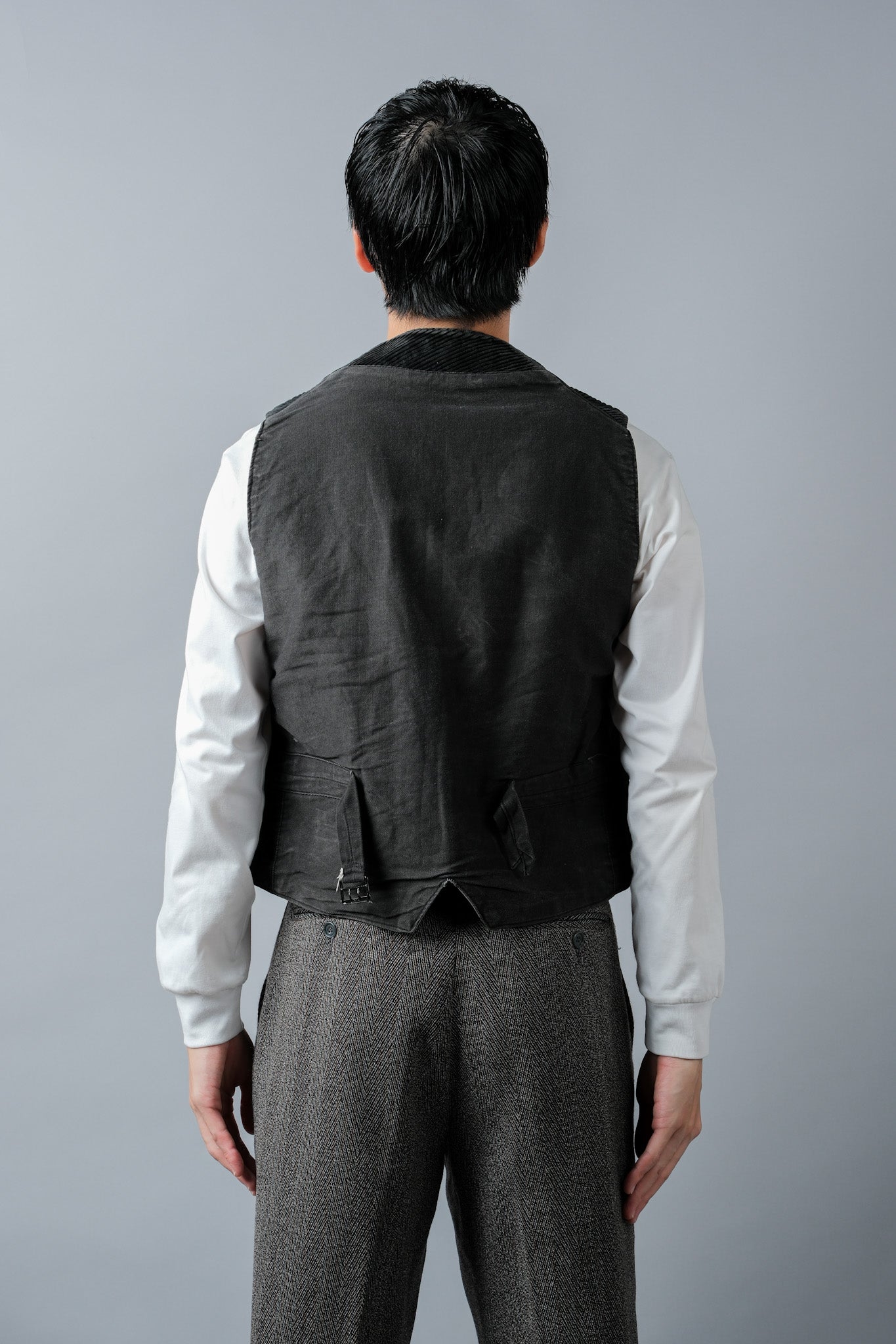 【~40's】French Vintage Black Corduroy Work Gilet "Adolphe Lafont"