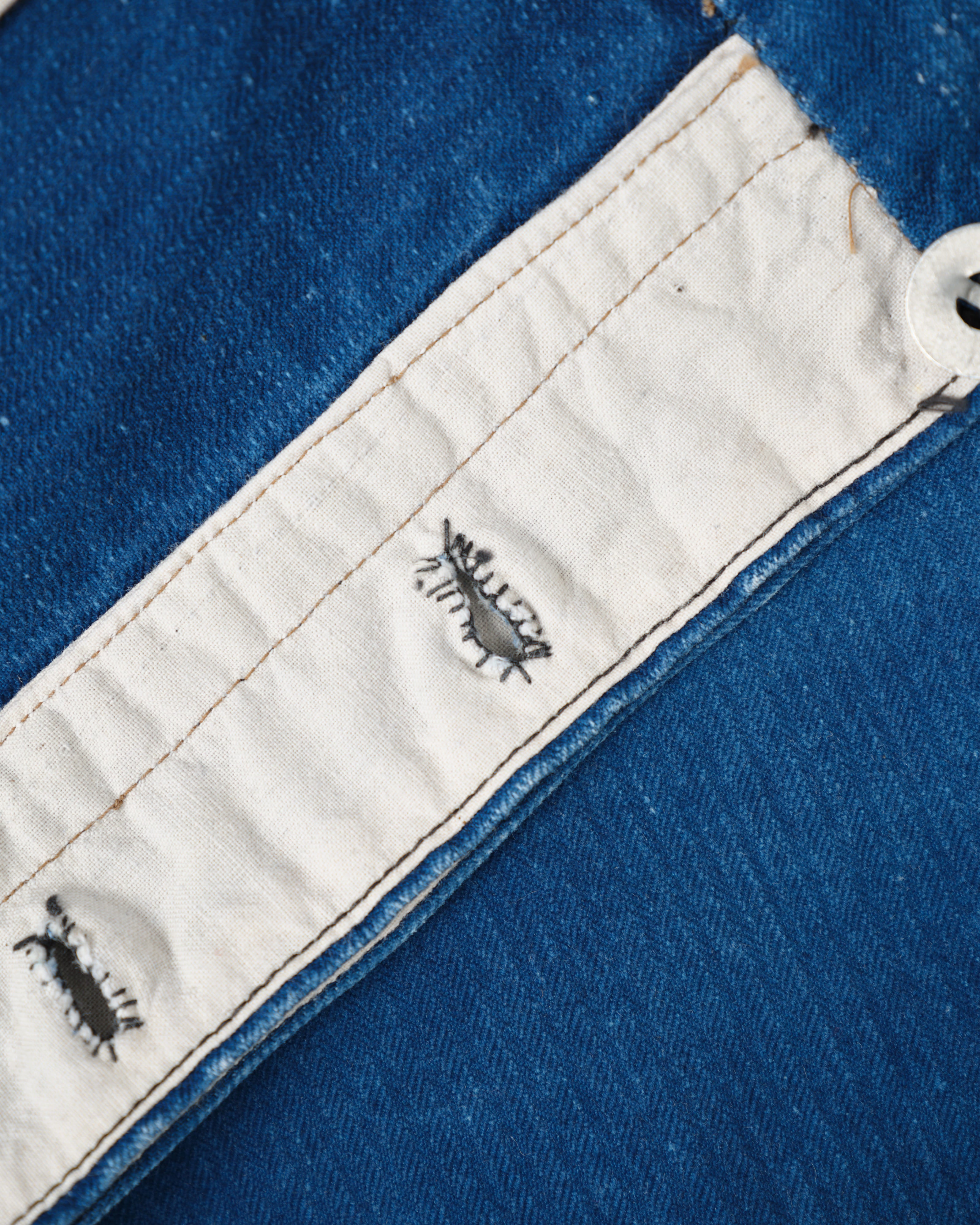 【~30’s】French Army Indigo HBT Cotton Linen Mechanic Trousers